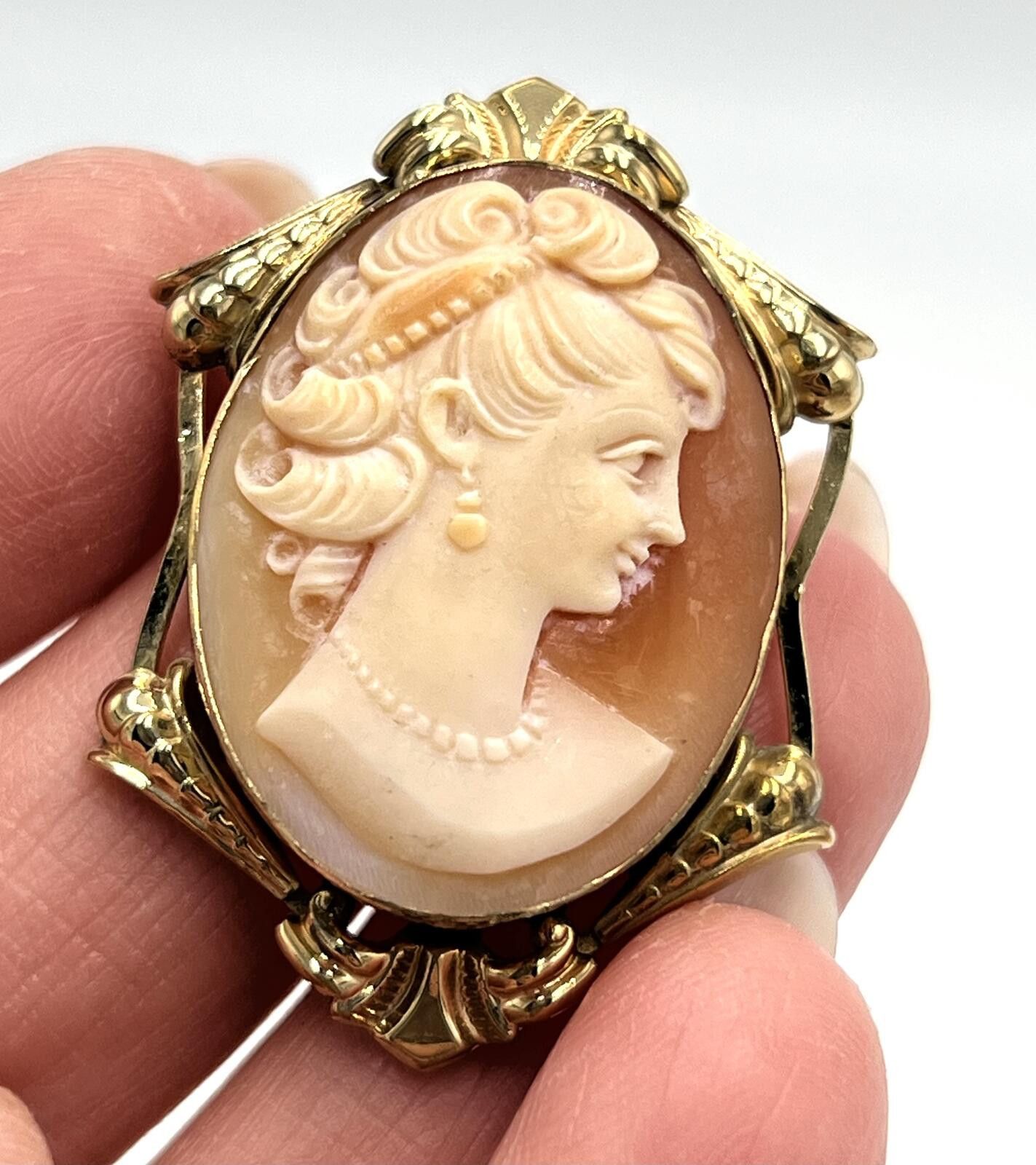 Other Vintage Loran Sim 12K Gold Filled Carved Shell Cameo Brooch Size ONE SIZE - 2 Thumbnail