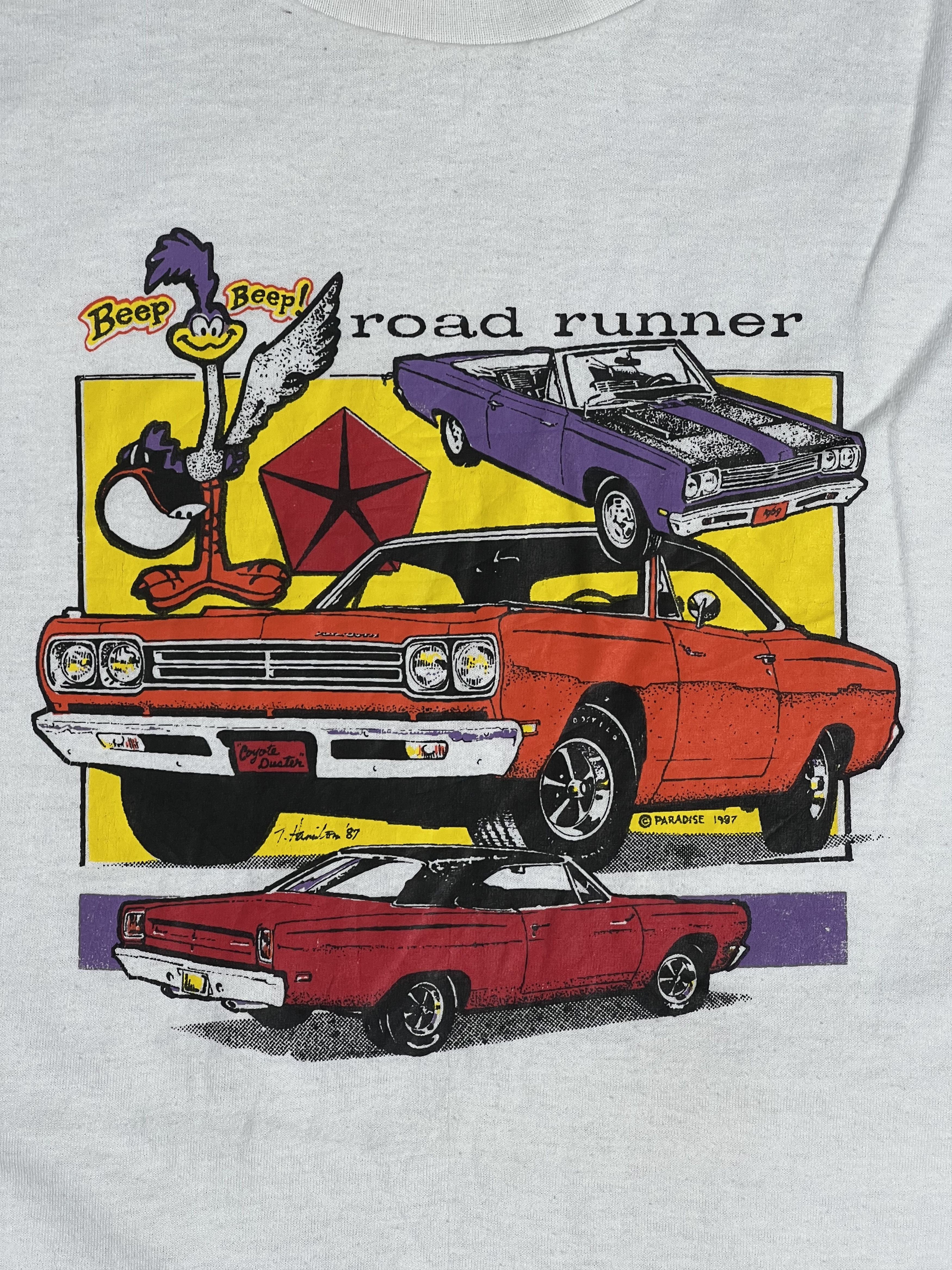 Cartoon Network Vintage 80s Chrysler Roadrunner Promo Art Tee (XL) GTMD893 Size US XL / EU 56 / 4 - 2 Thumbnail
