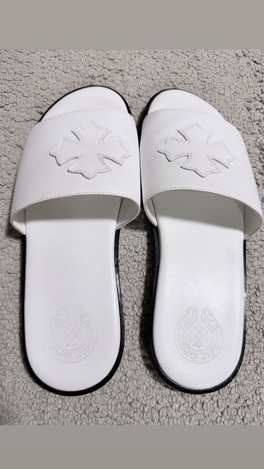CHROME HEARTS 'CROSS PATCH' WHITE SANDALS