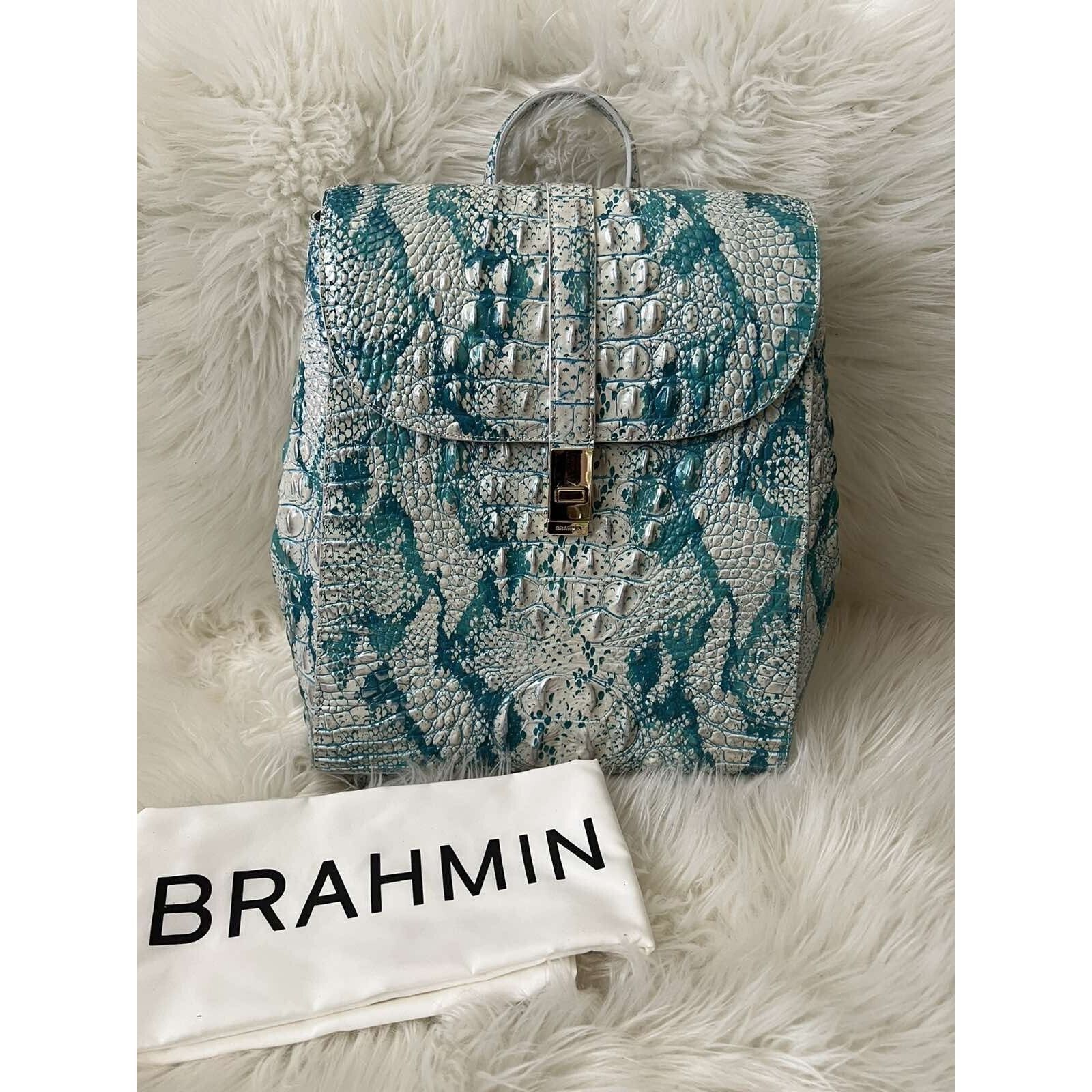 BRAHMIN Brahmin Sadie Leather Backpack Bag Blue Multicolor B000509 Size ONE SIZE - 4 Thumbnail