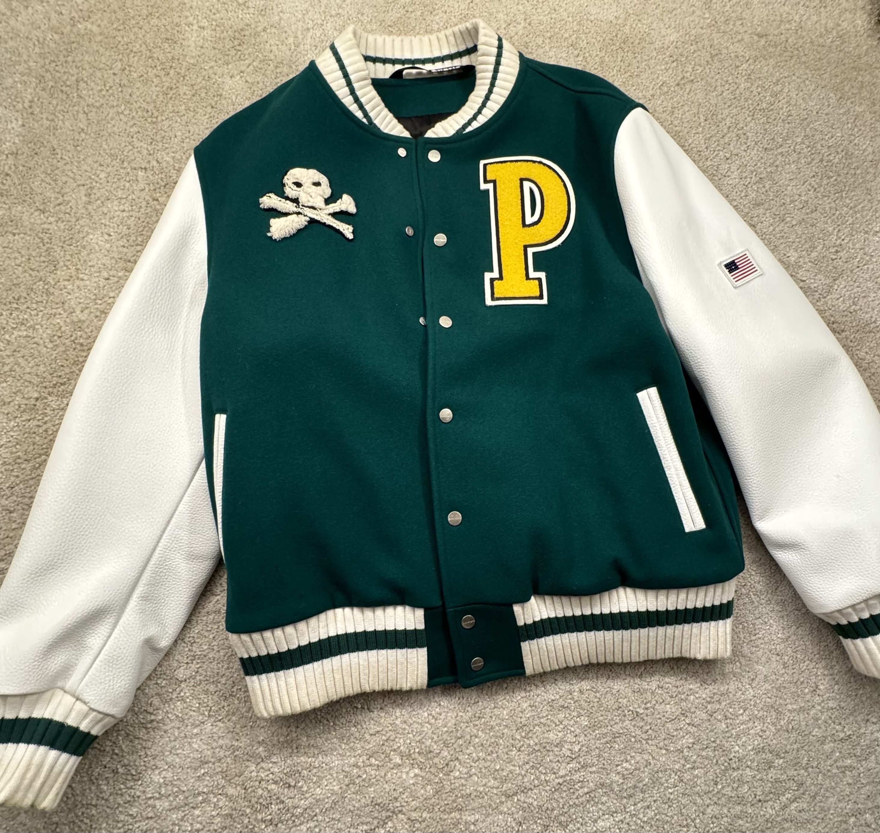 Palm Angels Varsity Vintage Palm Angels Green Varsity Jacket Grailed