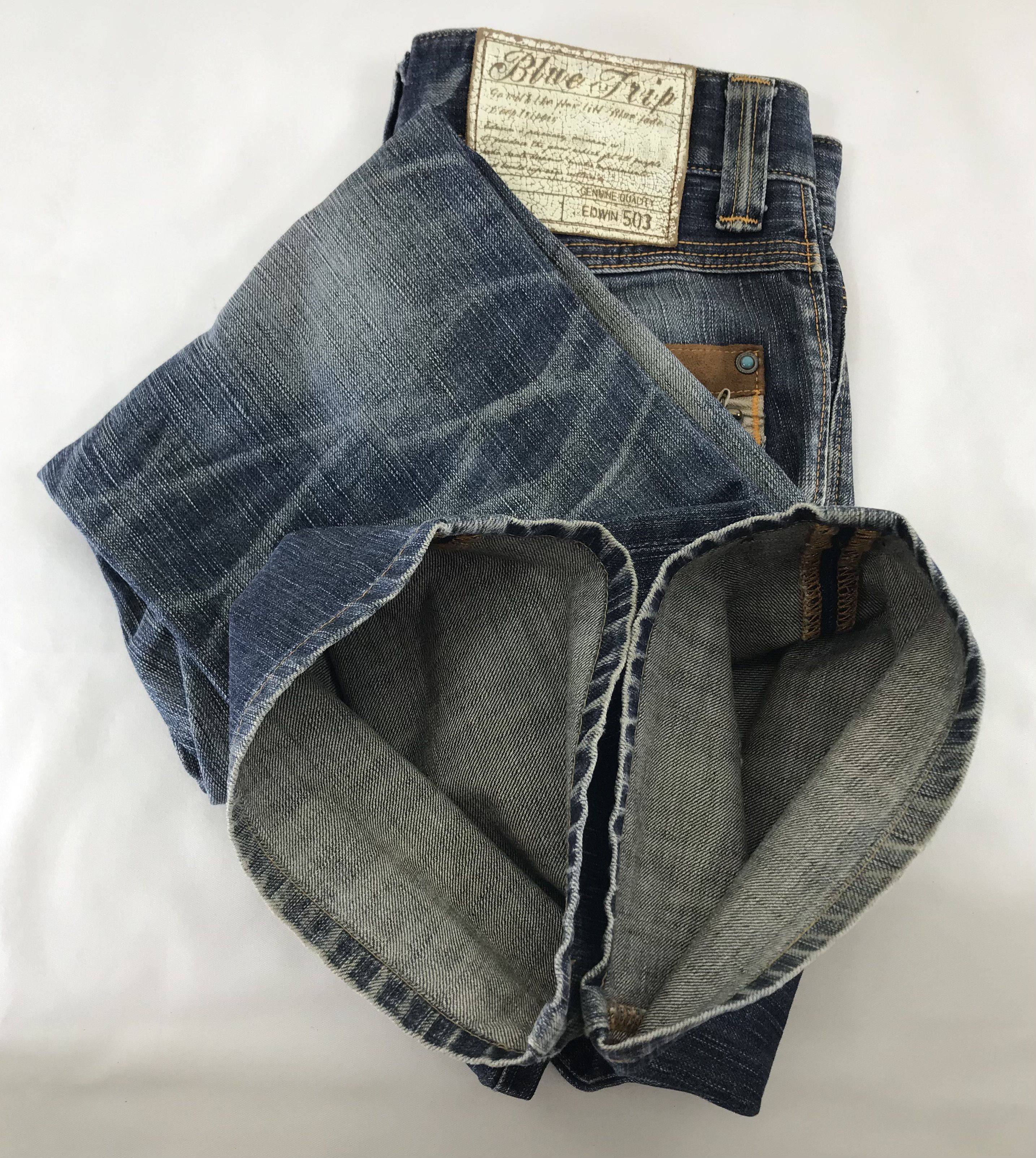 Edwin Vintage Edwin 503 Blue Washed Flare Jeans Size US 31 - 12 Thumbnail