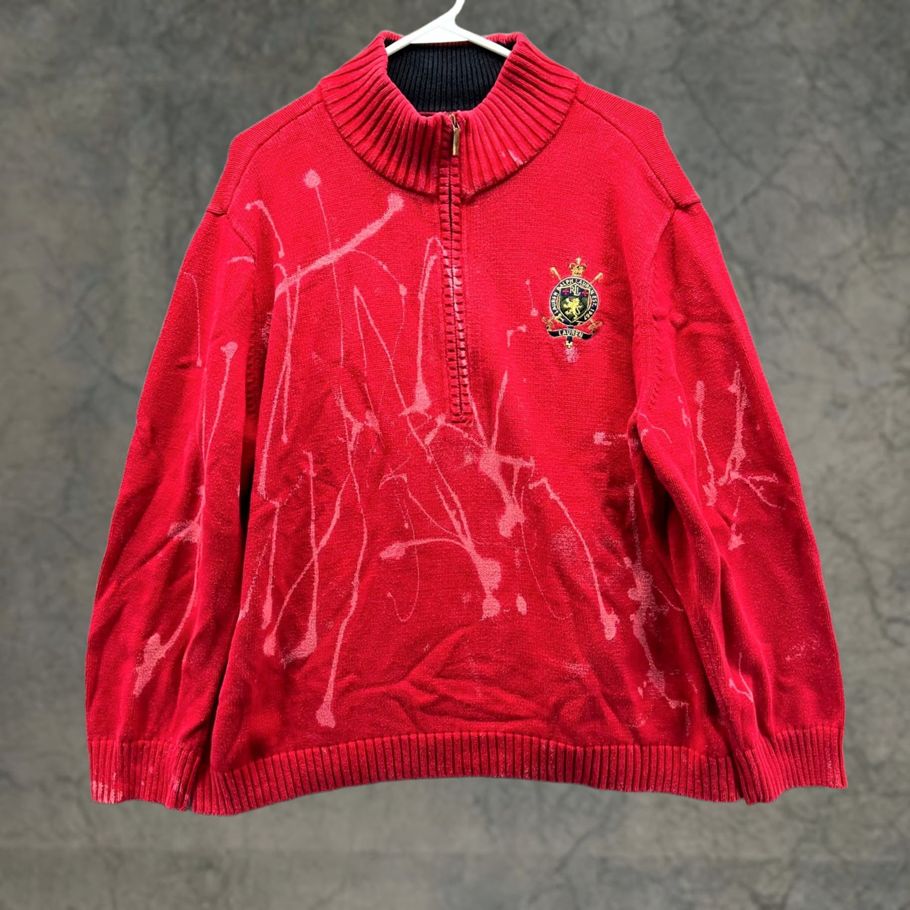 Ralph Lauren VINTAGE Lauren Ralph Lauren Sweater Women 3X Red 1/4 Zip Chunky Crown Crest Pullover Size XXL / US 16-18 / IT 52-54 - 1 Thumbnail