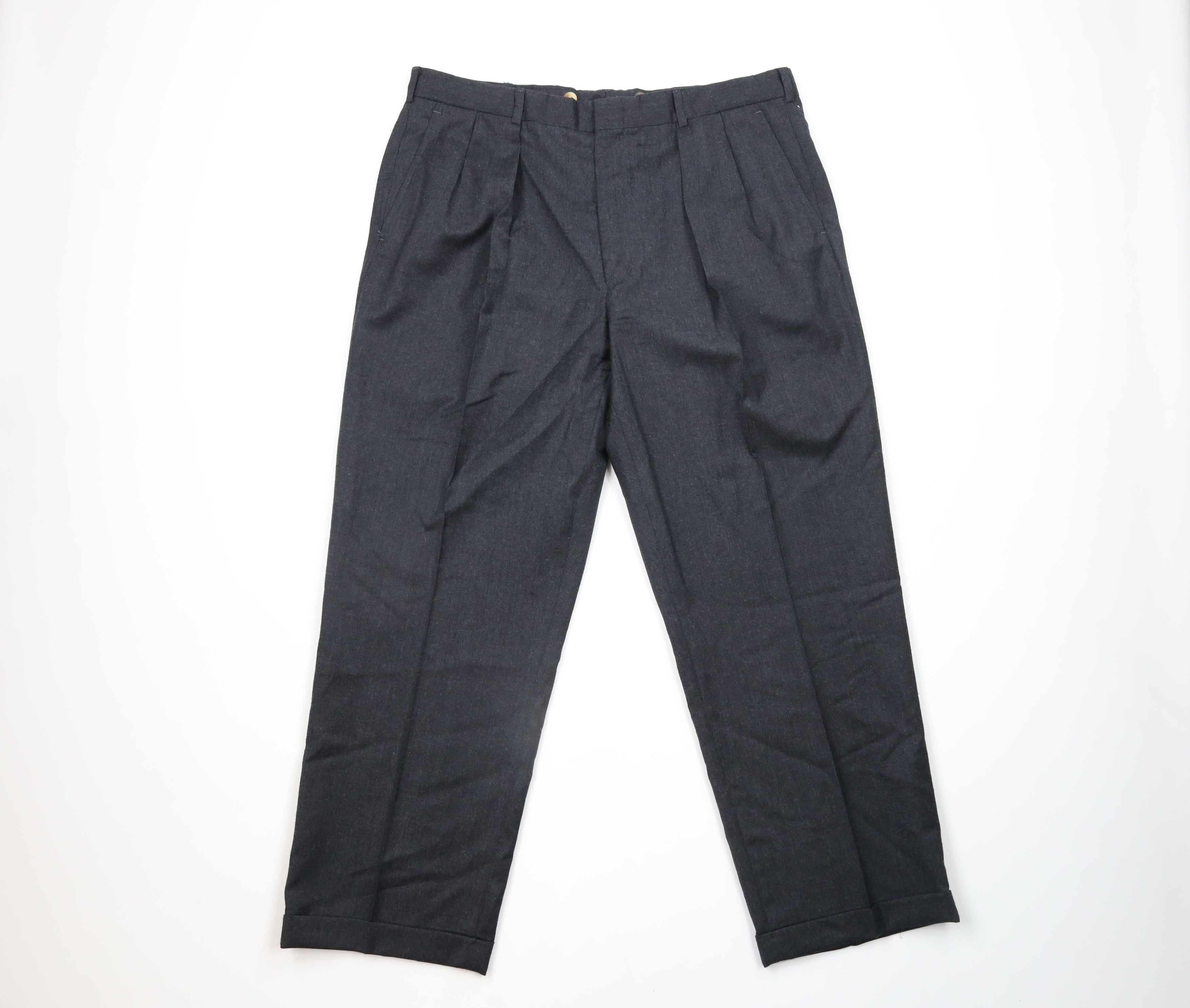 Lands' End × Vintage Vintage 90s Lands End Wide Leg Chino Pants Charcoal Gray USA Size US 38 / EU 54 - 1 Thumbnail