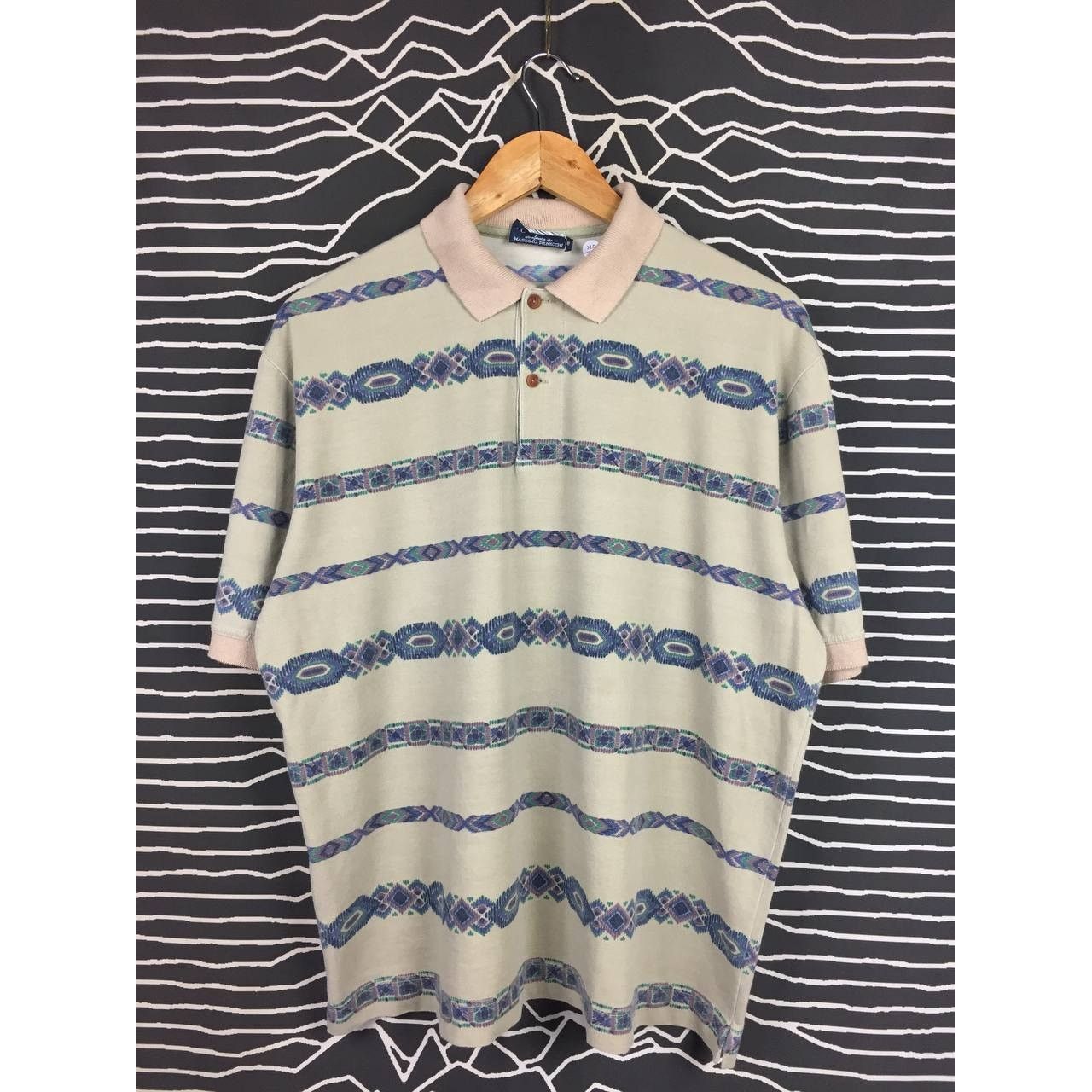 Designer × Vintage Alpha Massimo Rebecchi Made In Italy Aztec Pattern Polo Tee Size US XL / EU 56 / 4 - 1 Thumbnail