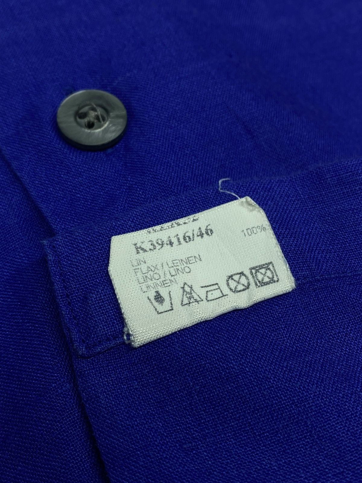 Kenzo Vintage Kenzo Homme Royal Blue Linen Shirt Old Money Size US L / EU 52-54 / 3 - 19 Thumbnail