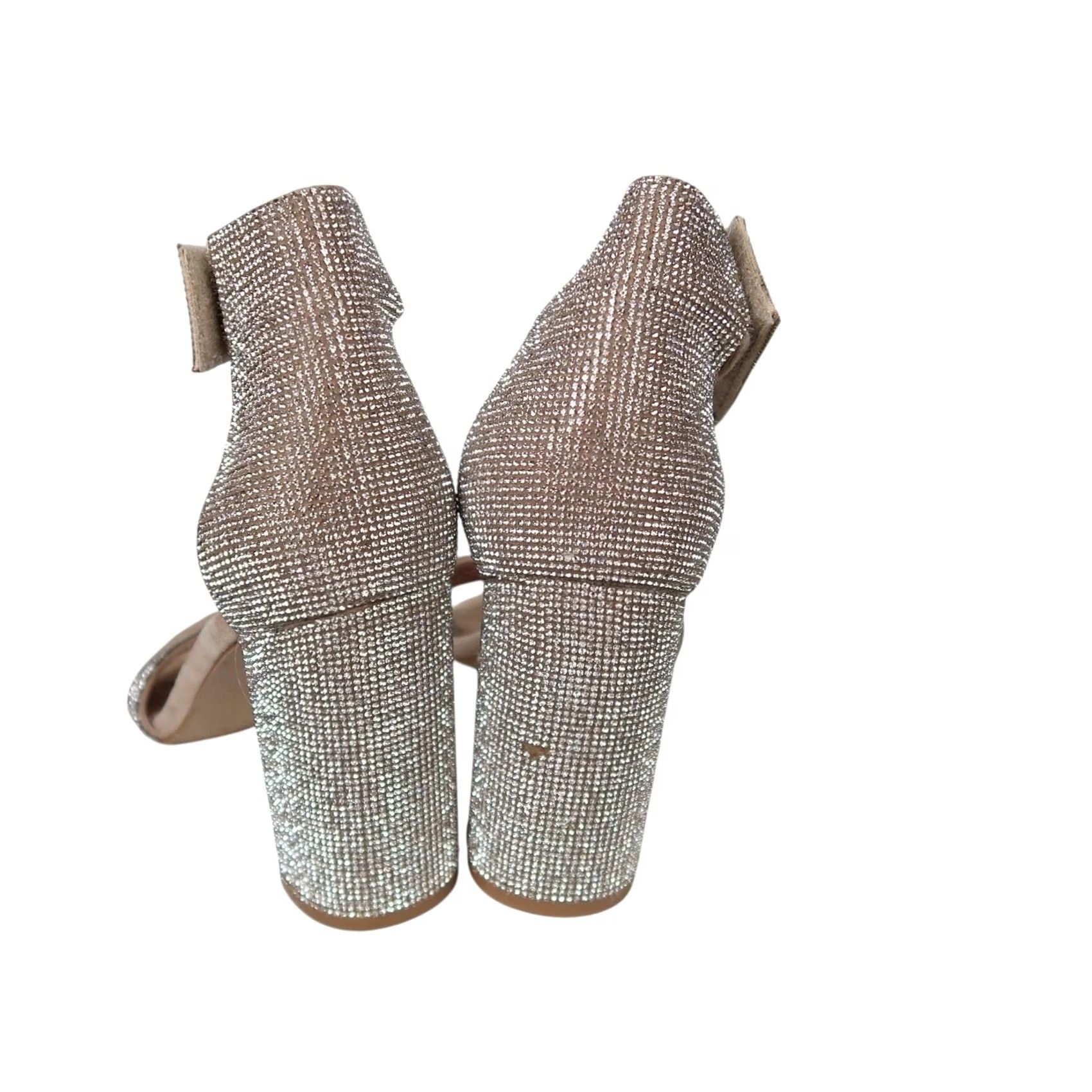 Jeffrey Campbell Jeffrey Campbell Rhinestone Open Toe Sandal Heels 9.5 Women Tan Party Formal Leather Hook & Loop Heel Size US 10 / IT 40 - 6 Thumbnail