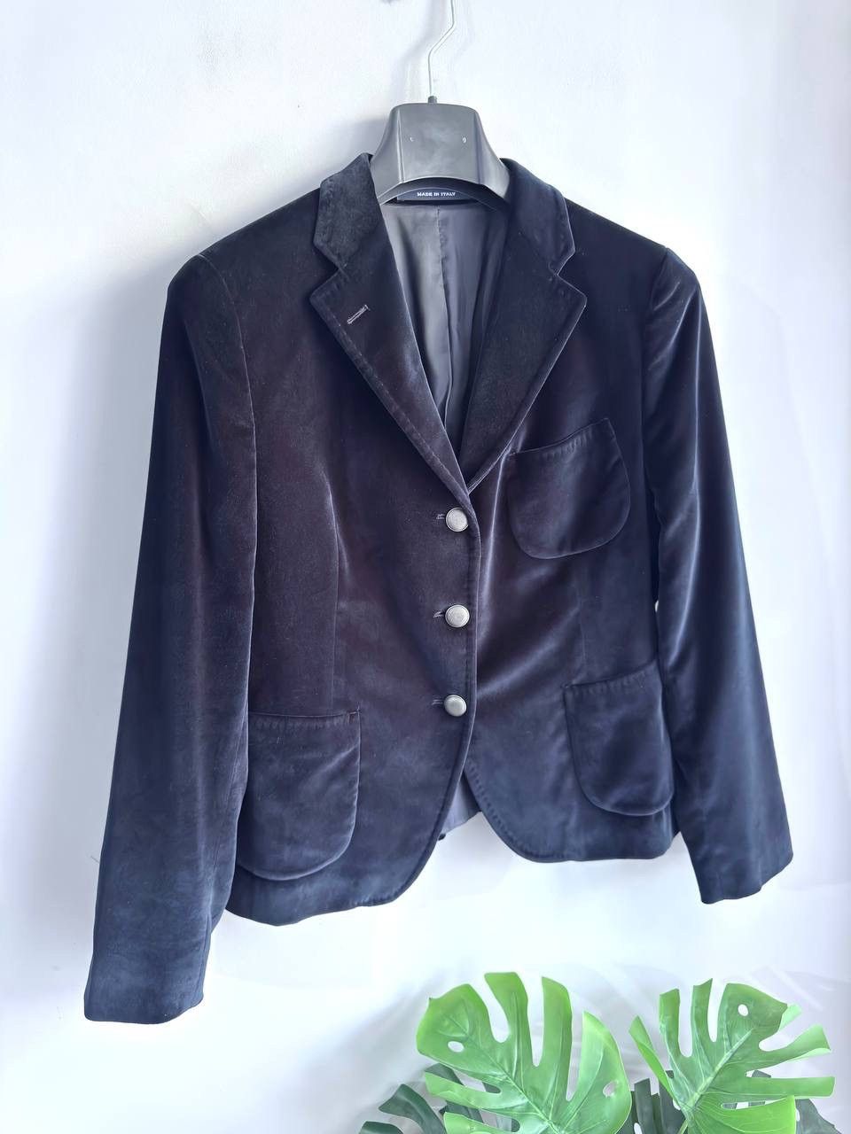 Tagliatore Tagliatore Women's Navy Velvet Blazer Made in Italy, 46/S Size S / US 4 / IT 40 - 3 Thumbnail
