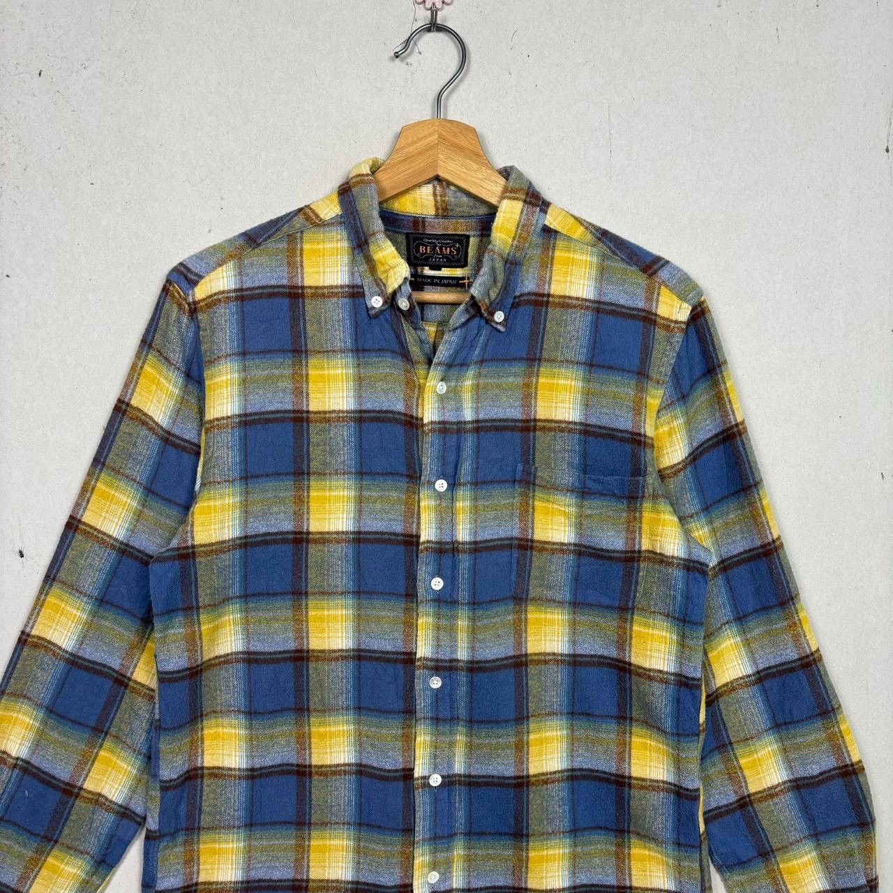Beams Japan Beams Plus Japanese Plaid Flannel Shirt Blue Yellow Size 3 Size M / US 6-8 / IT 42-44 - 3 Thumbnail