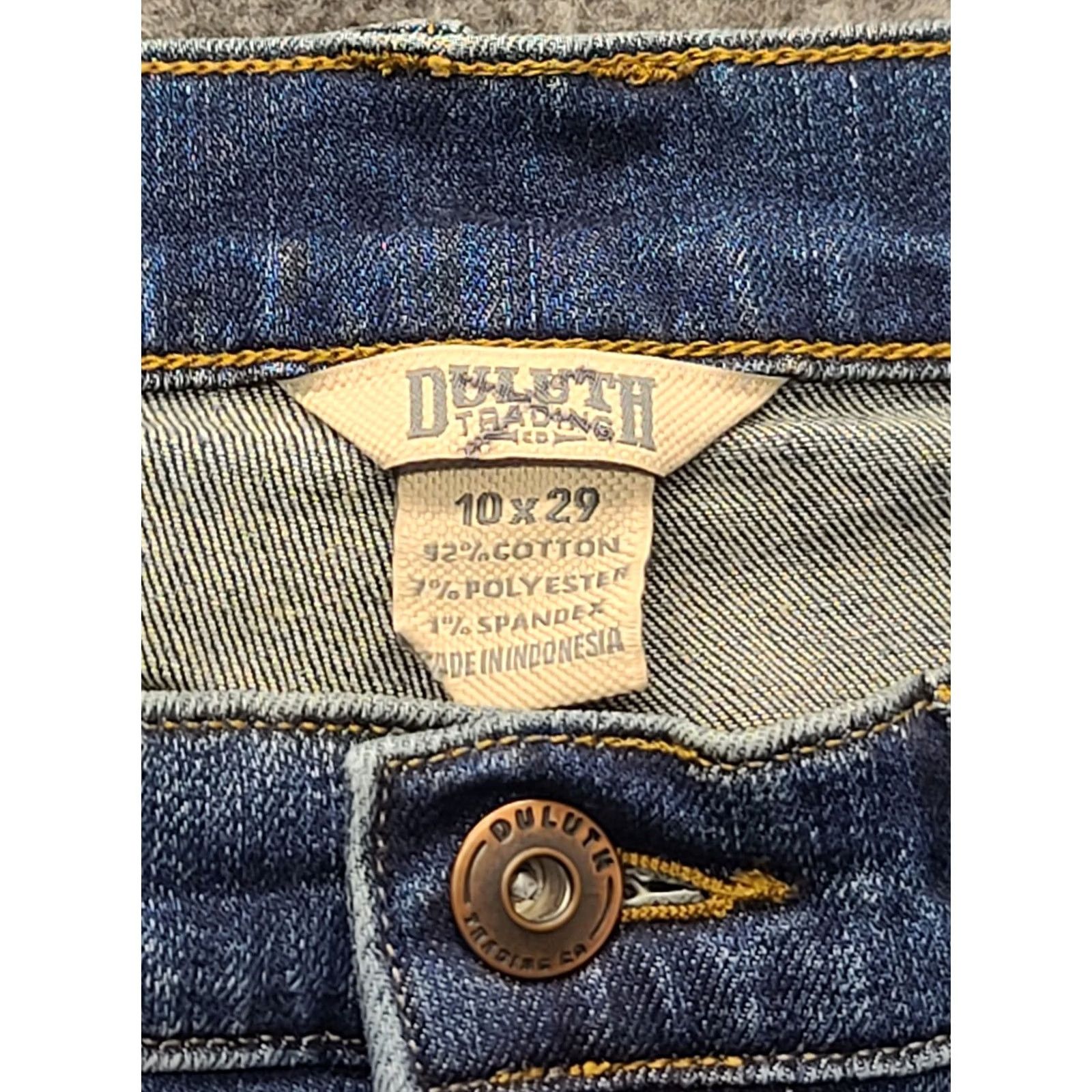 Denime Duluth Jeans Womens 10X29 Slim Fit Tapered Leg Duluth Flex Daily Denim Jeans Slimming Blue 5-Pocket USA Cowboy Mens Womens Girls Size 40" / US 18 - 2 Thumbnail