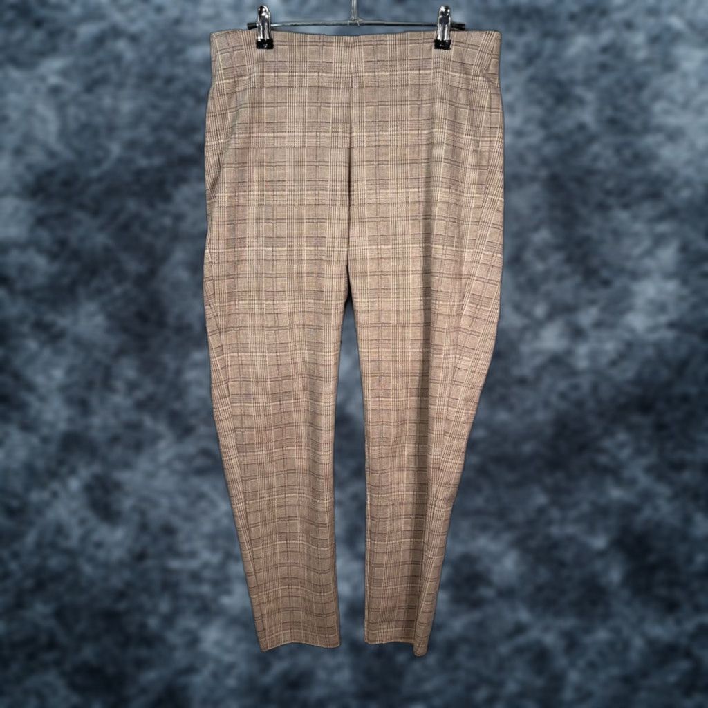 Zara Zara Womens Size Large Tan Plaid High Waisted Tapered Trousers Stretch Pants Dress Pants Size 36" / US 14 / IT 50 - 1 Thumbnail