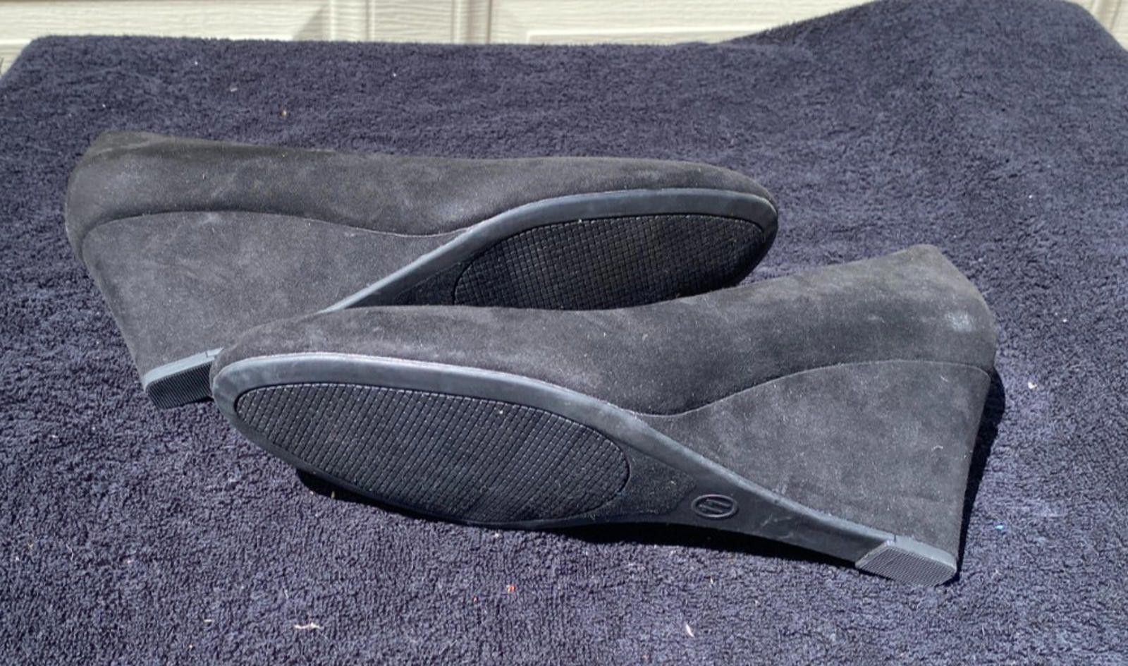 Designer A New Day Dot Black Wedge Heels SZ. 11 Faux Suede - (#S616) Size US 11 / IT 41 - 3 Thumbnail