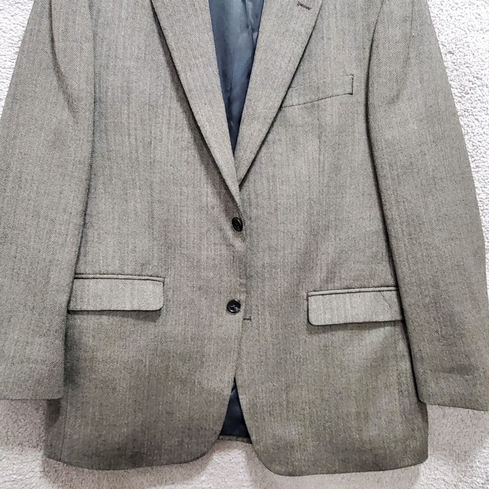 Chaps Chaps Blazer Jacket Men's 42R Tan Black Herringbone 100% Wool Single Breasted Size 42R - 4 Thumbnail