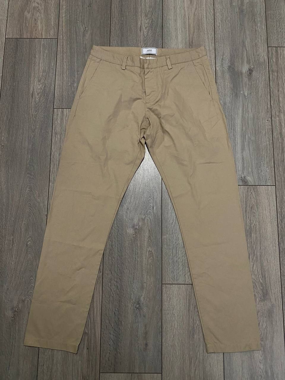 AMI Ami Chino Trousers Casual Pants Beige Mini Logo Cotton Size US 30 / EU 46 - 1 Thumbnail