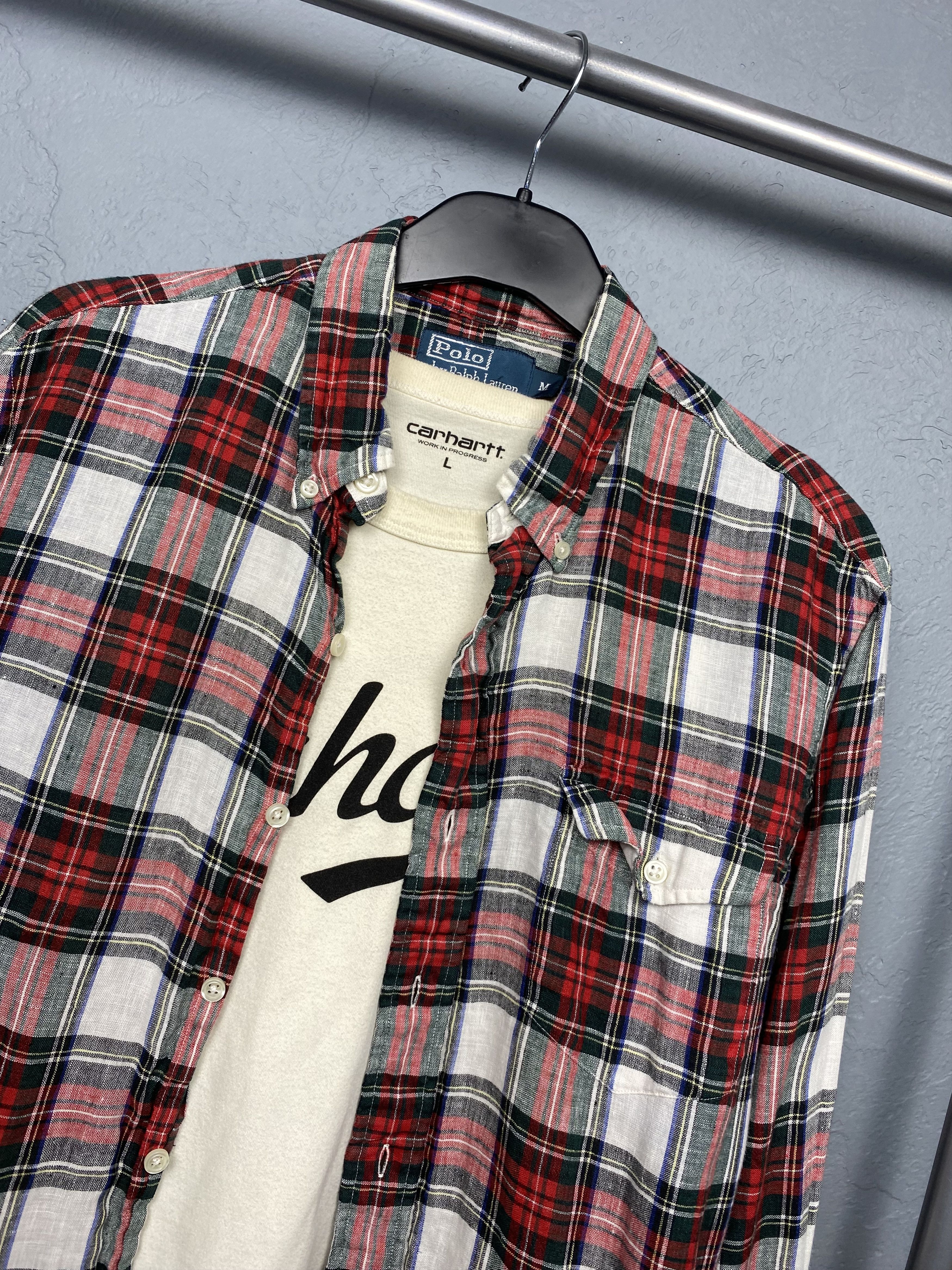 Polo Ralph Lauren × Ralph Lauren Polo Ralph Lauren Vintage Mens LINEN Plaid Shirt Size US M / EU 48-50 / 2 - 2 Thumbnail