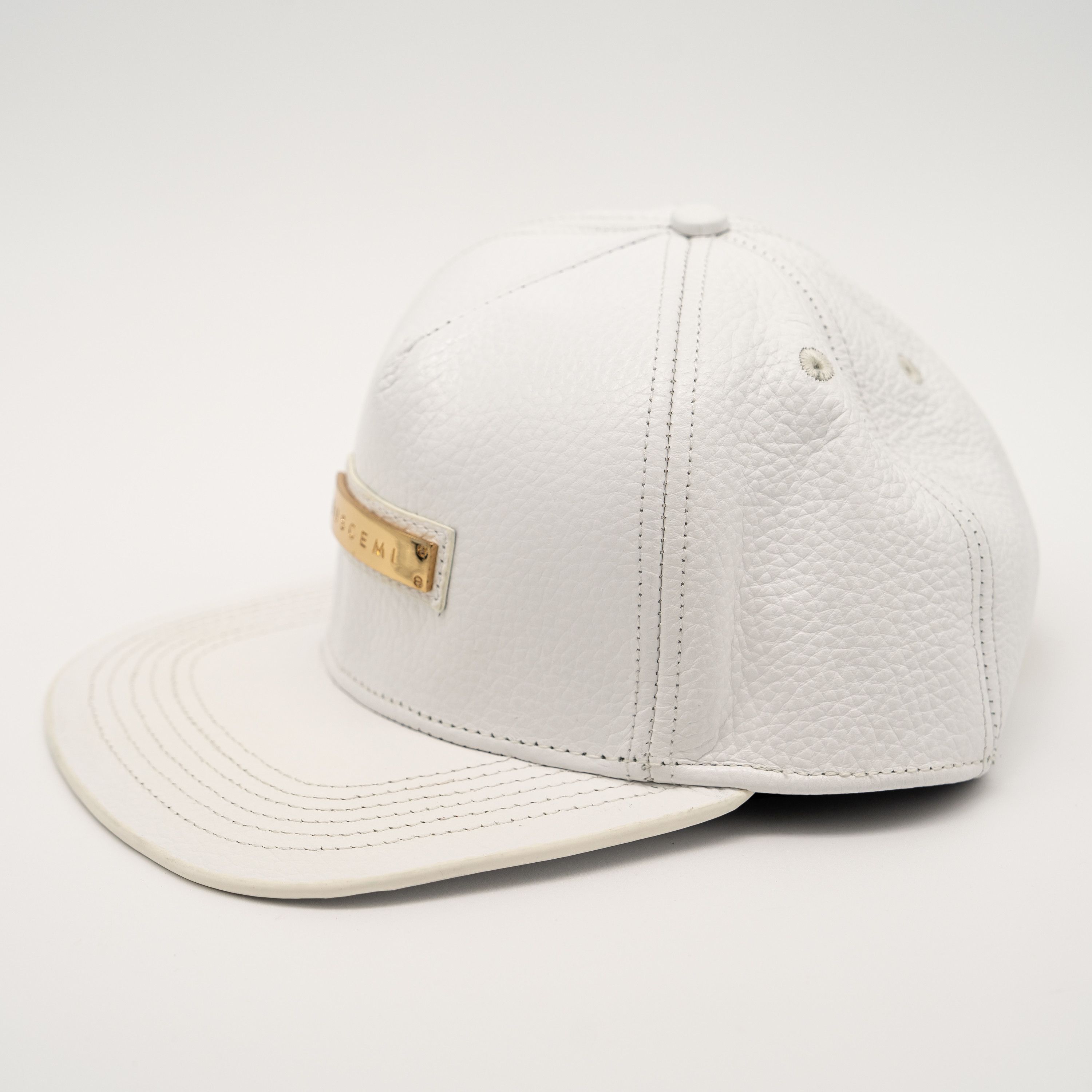 Buscemi Buscemi Screwback Cap Pebbled Cow Leather White Hat Gold Size ONE SIZE - 2 Thumbnail