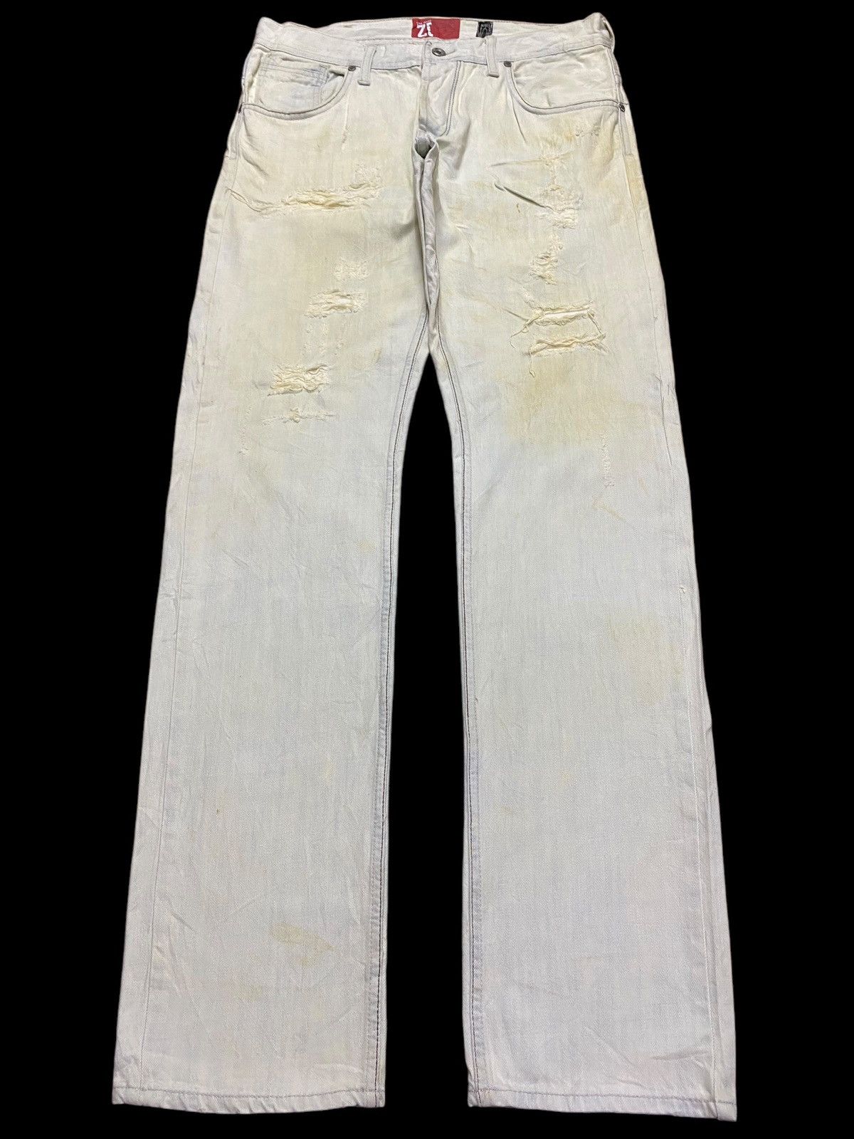 Rhude × Zara Vintage Zara Faded Wash Distressed Loose Jeans Size US 34 / EU 50 - 1 Thumbnail