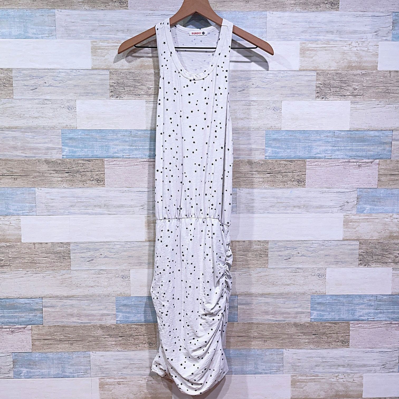 Other Sundry Ruched Blouson Tank Dress White Navy Blue Stars M 2 Size M / US 6-8 / IT 42-44 - 1 Thumbnail