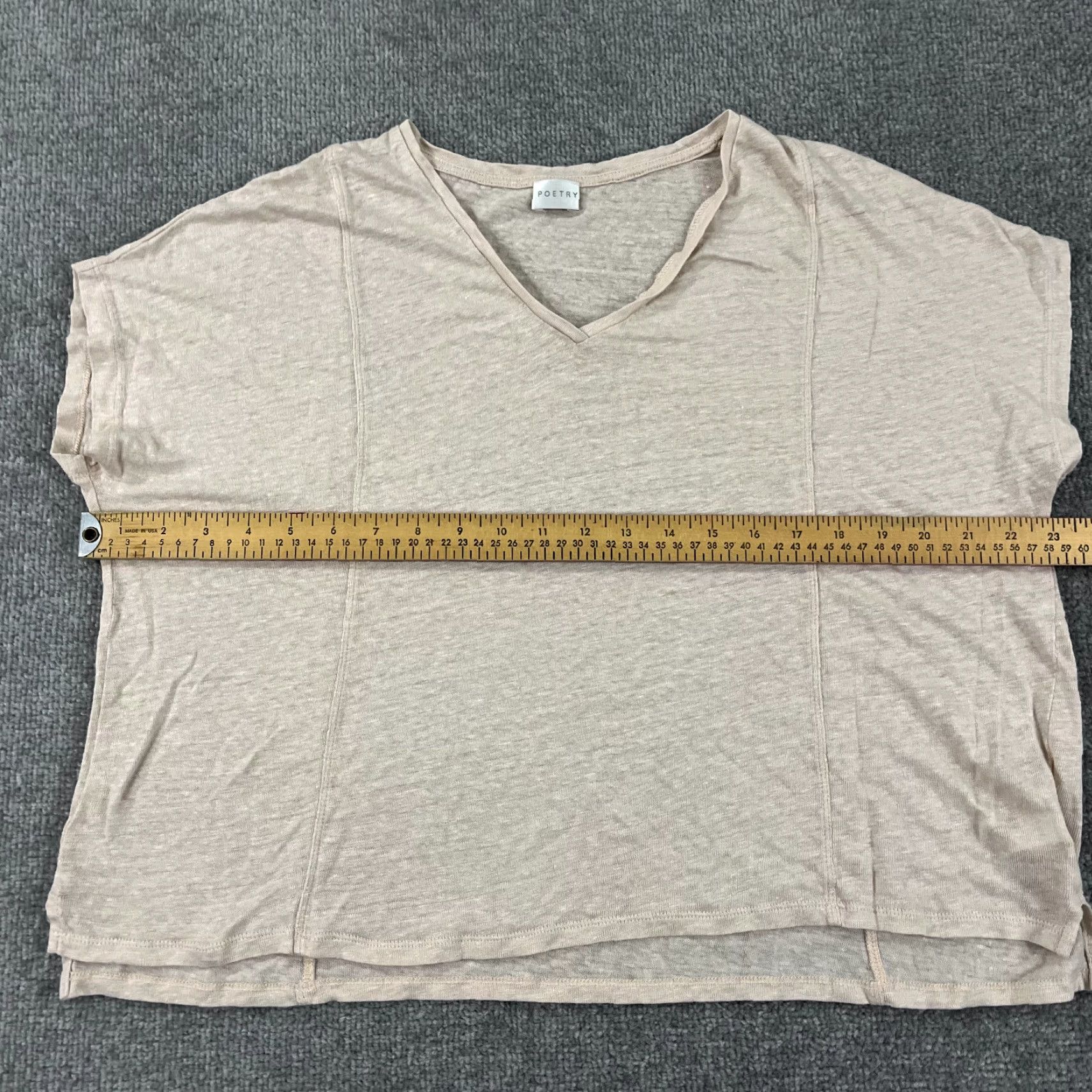 Vintage POETRY Shirt Womens Blouse Pink Linen V-Neck 100% Linen Top Casual Workwear Shirt Women UK 14 US 10, Regular Fit Size L / US 10 / IT 46 - 5 Thumbnail