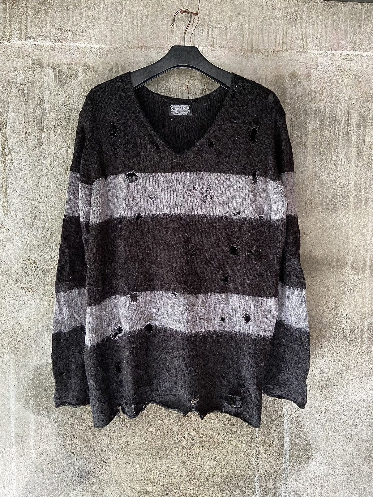 If Six Was Nine STOOGE & CO PUNK DISTRESSED STRIPED KNIT Size US M / EU 48-50 / 2 - 1 Thumbnail