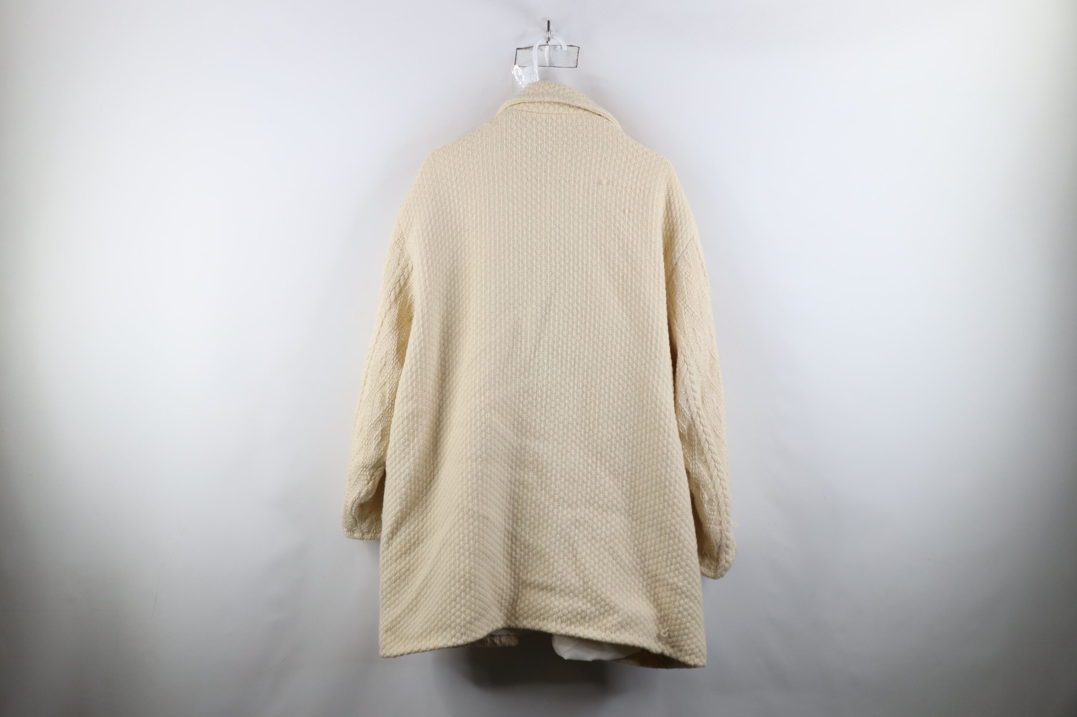 Vintage Vintage Streetwear Wool Fisherman Cable Knit Jacket Cream Size 3XL / US 20-22 - 12 Thumbnail