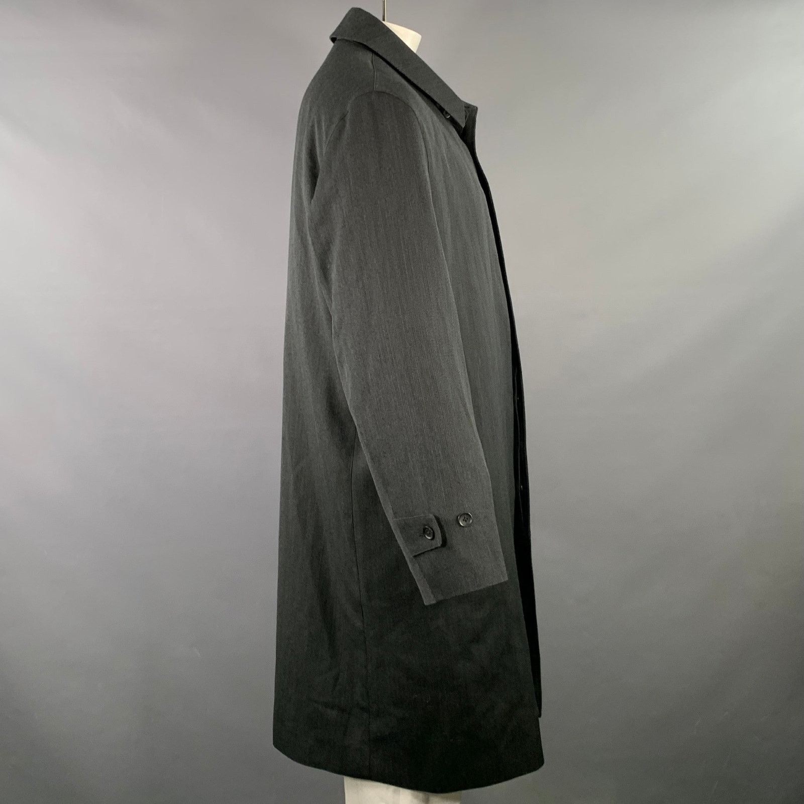 Sanyo Charcoal Wool Blend Rain Repellent Hidden Buttons Coat Size US XL / EU 56 / 4 - 2 Thumbnail