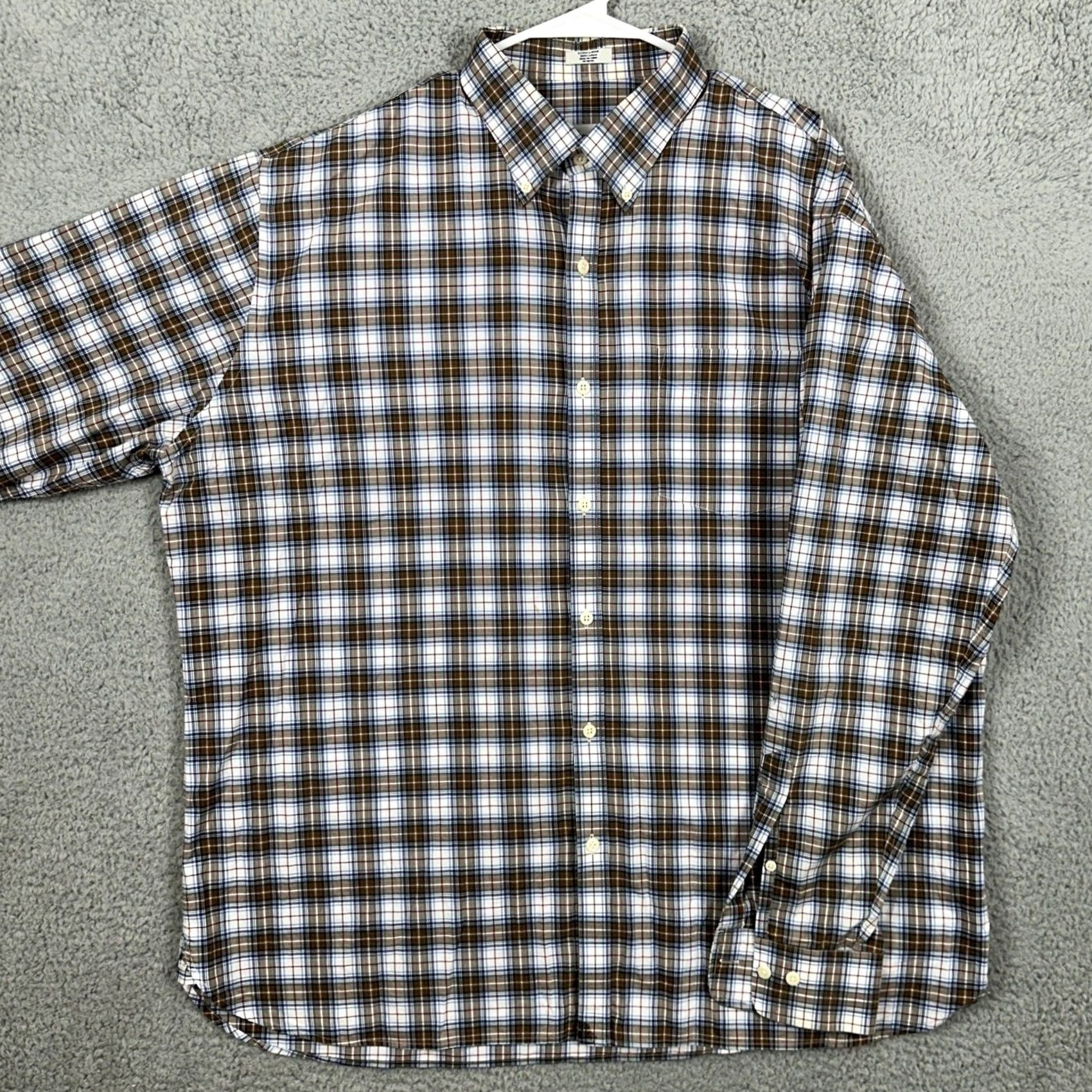 Peter Millar Peter Millar Shirt Button Down Men XL Blue Brown Plaid Long Sleeve Pocket Casual Size US XL / EU 56 / 4 - 2 Thumbnail