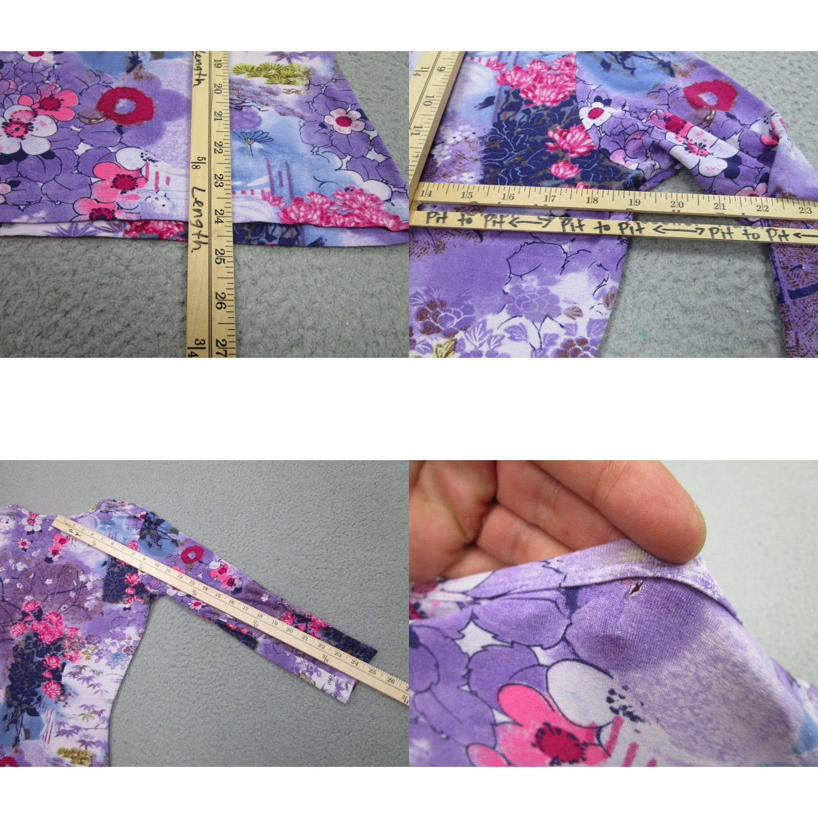 Vintage VINTAGE Karen Kane Shirt Womens L Purple Floral 3/4 Sleeve Jersey AOP Y2K Size L / US 10 / IT 46 - 8 Thumbnail