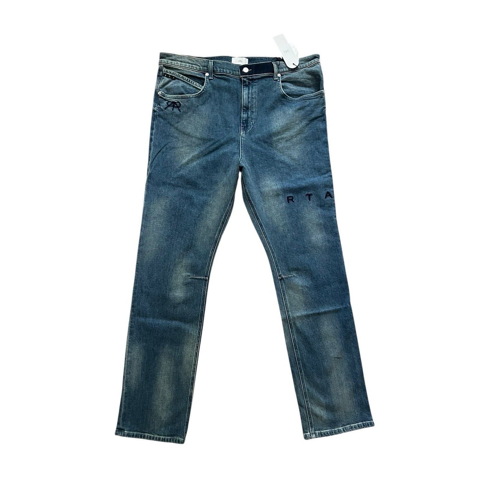 Rta RtA Mens Logo High Rise Slim Fit Blue Jeans Size 40/32 Size US 40 / EU 56 - 1 Thumbnail