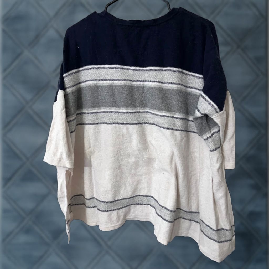 Loft LOFT Blouse Women's 1/2 Sleeve Gray Black Striped Size M Multicolor Geometric Button Cuff Pocket Hi Low Regular Fit Pullover Size M / US 6-8 / IT 42-44 - 1 Thumbnail