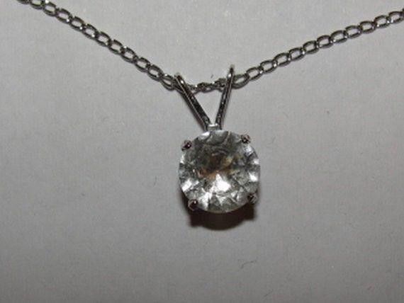 Designer Sterling Faceted Rock Crystal Prong Set Necklace Solitaire Size ONE SIZE - 1 Thumbnail