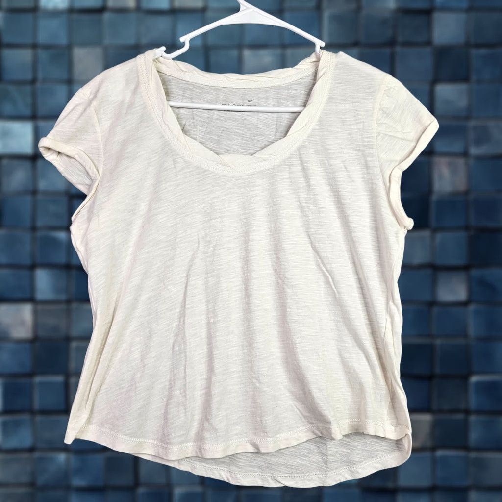 Anthropologie Pilcro Anthropologie Women’s SP Ivory Short Sleeve T-Shirt Top Knit Cotton Blend Regular round neck Basic Casual All Seasons Size S / US 4 / IT 40 - 1 Thumbnail