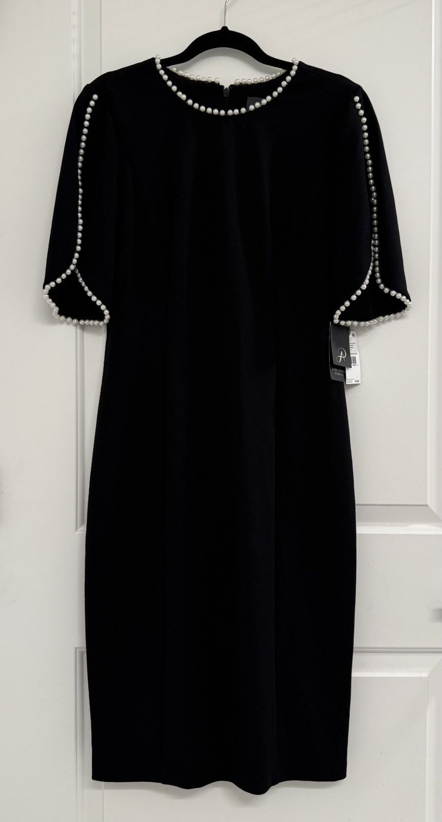 Adrianna Papell Adrianna Papell Pearl Midi Dress – Black – New with Tags Size L / US 10 / IT 46 - 1 Thumbnail
