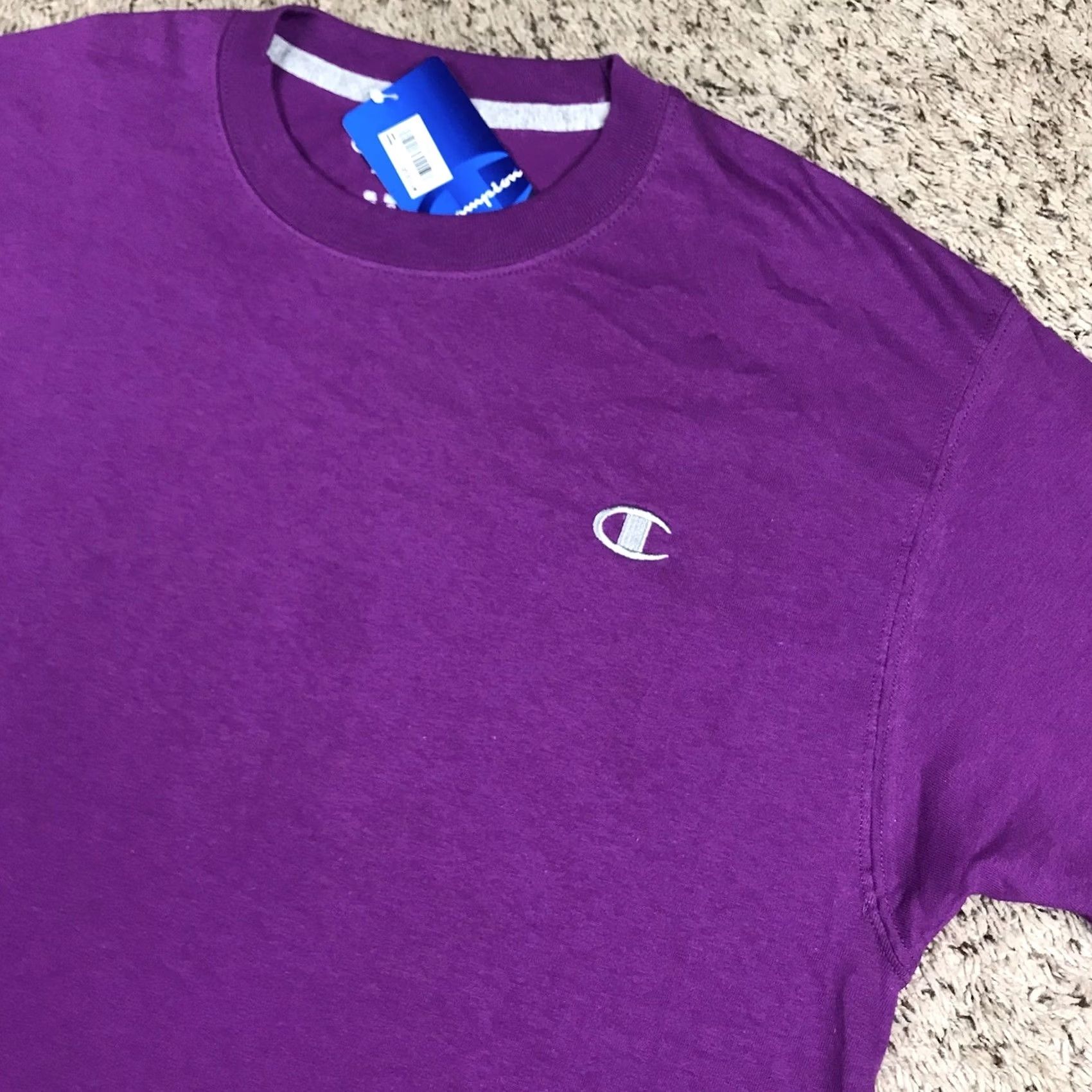 Champion VINTAGE? No — Champion Shirt Mens Large Purple Short Sleeve T-Shirt Embroidered Logo Size US L / EU 52-54 / 3 - 5 Thumbnail