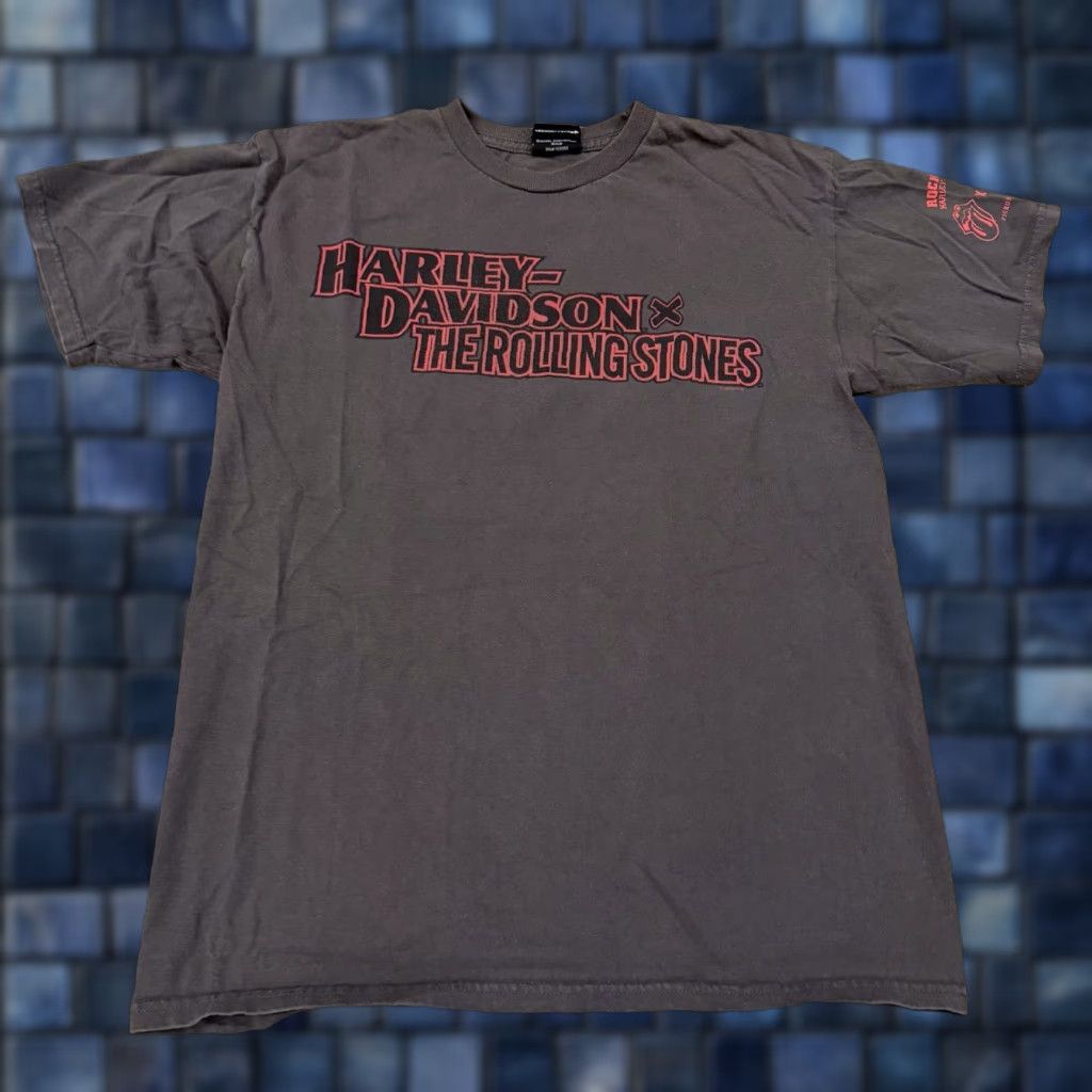 Harley Davidson Harley-Davidson Mens M Rolling Stones Stacked Short Sleeve CrewNeck Tee Gray T-Shirt Size US 31 - 1 Thumbnail