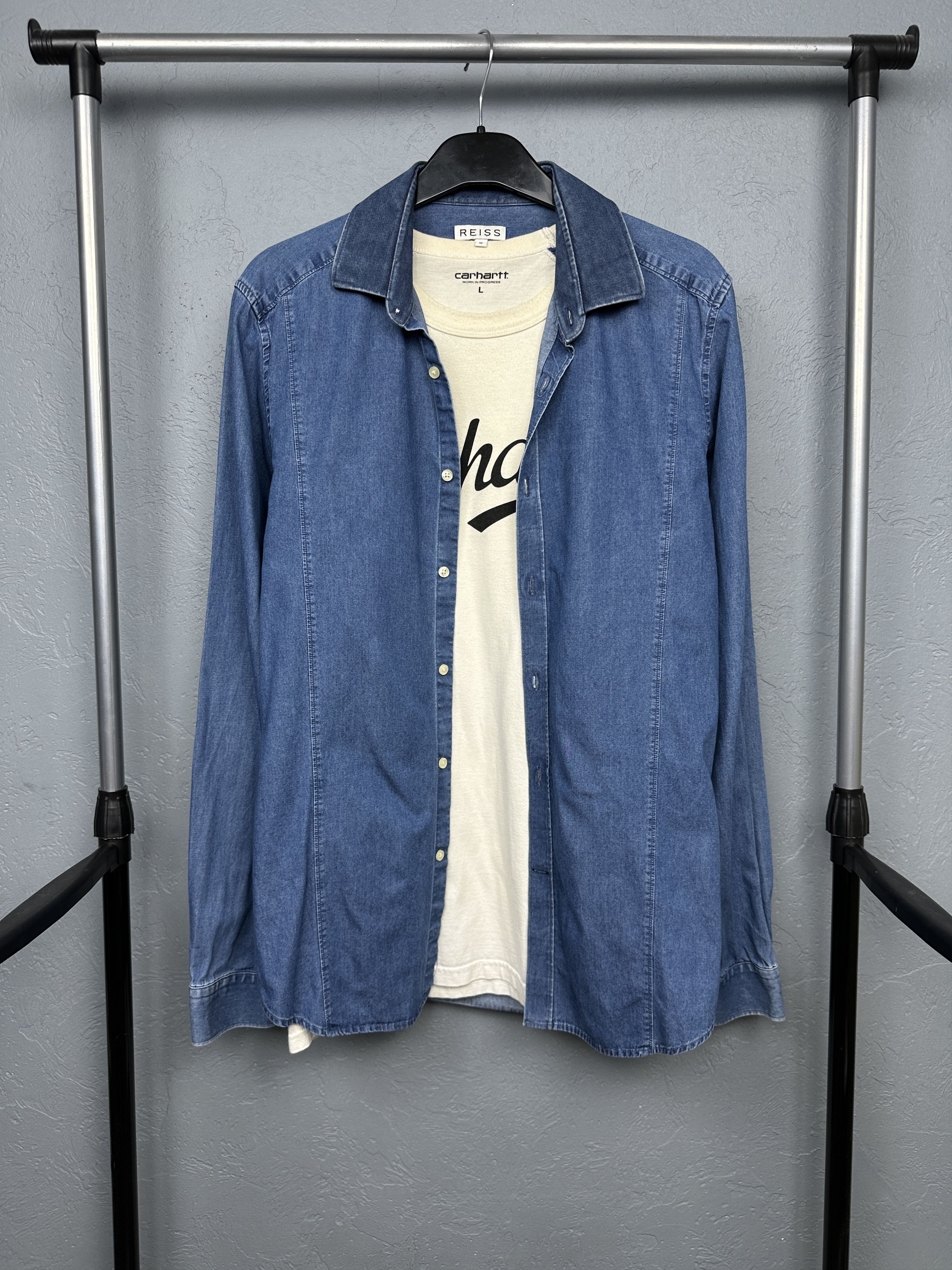 Reiss Reiss Mens Denim Long Sleeve Shirt Jeans Size US M / EU 48-50 / 2 - 1 Thumbnail