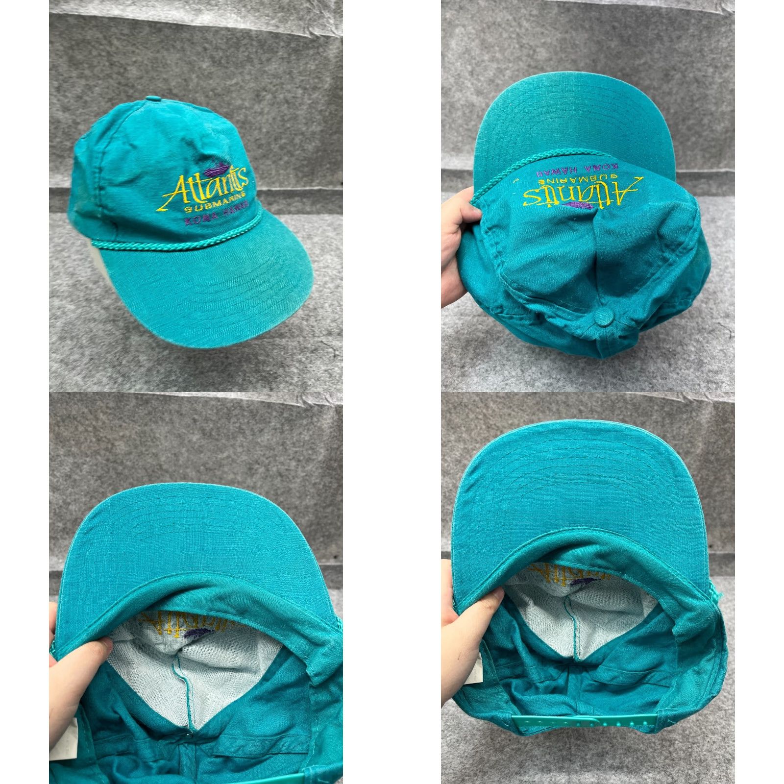 Vintage Hawaiian Headwear Hat Cap Strap Back Adult OS Blue Cotton Atlantis SubmarineTwill Pattern Solid Casual Vintage No N/A Size ONE SIZE - 8 Thumbnail