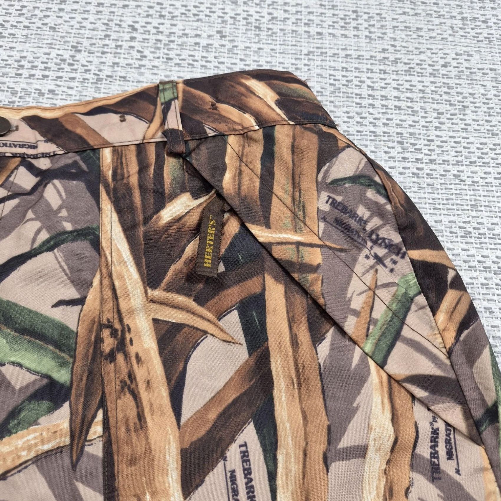 Rains Herter's Rain Pants Mens Large Brown Trebark Camo Waterproof Lined Hunting Pants Size US 33 - 5 Thumbnail