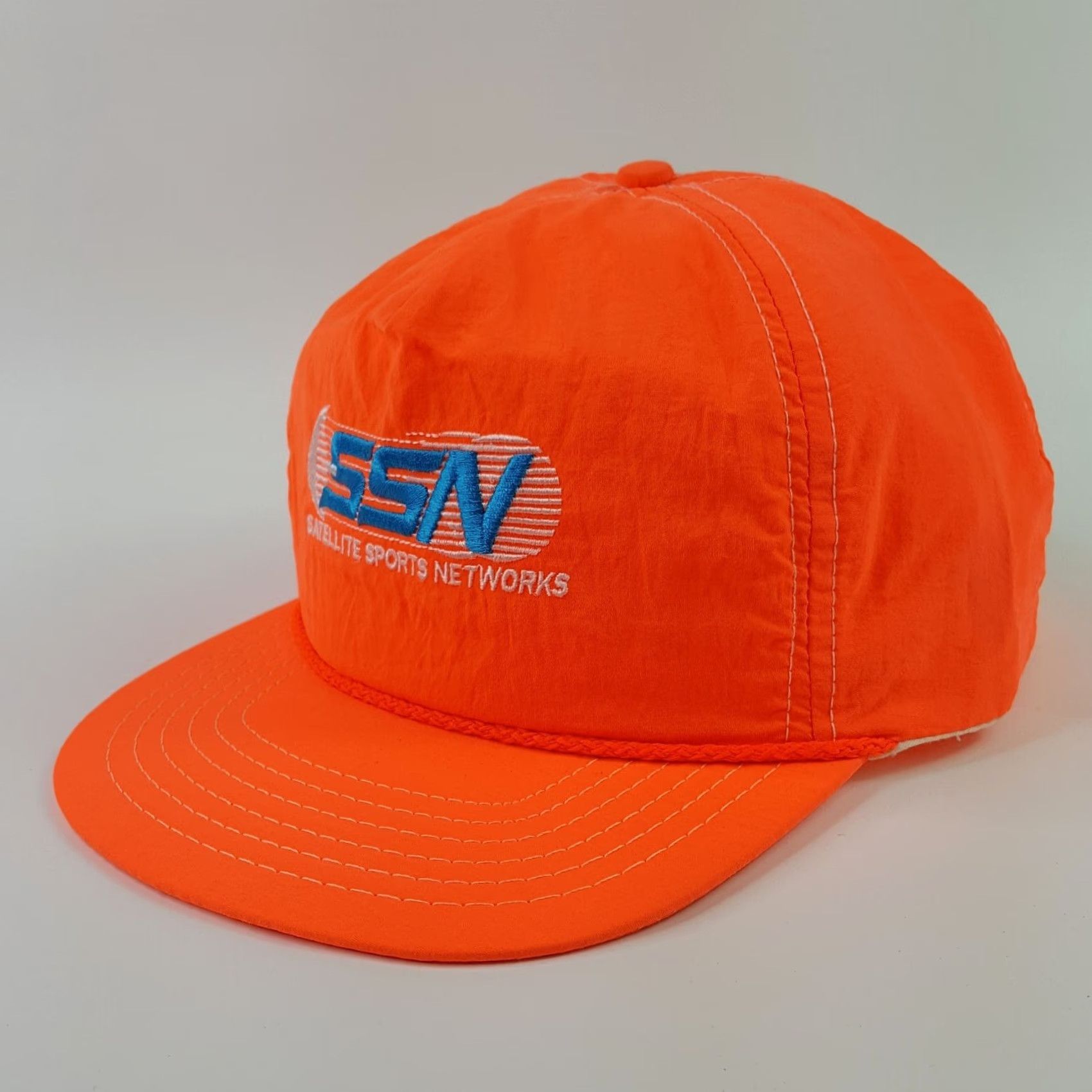 Vintage VINTAGE Flint River Manufacturing Satellite Sports SSN Neon Orange USA TV Movie Trucker Hat Snapback Adjustable Yellow? Size ONE SIZE - 3 Thumbnail