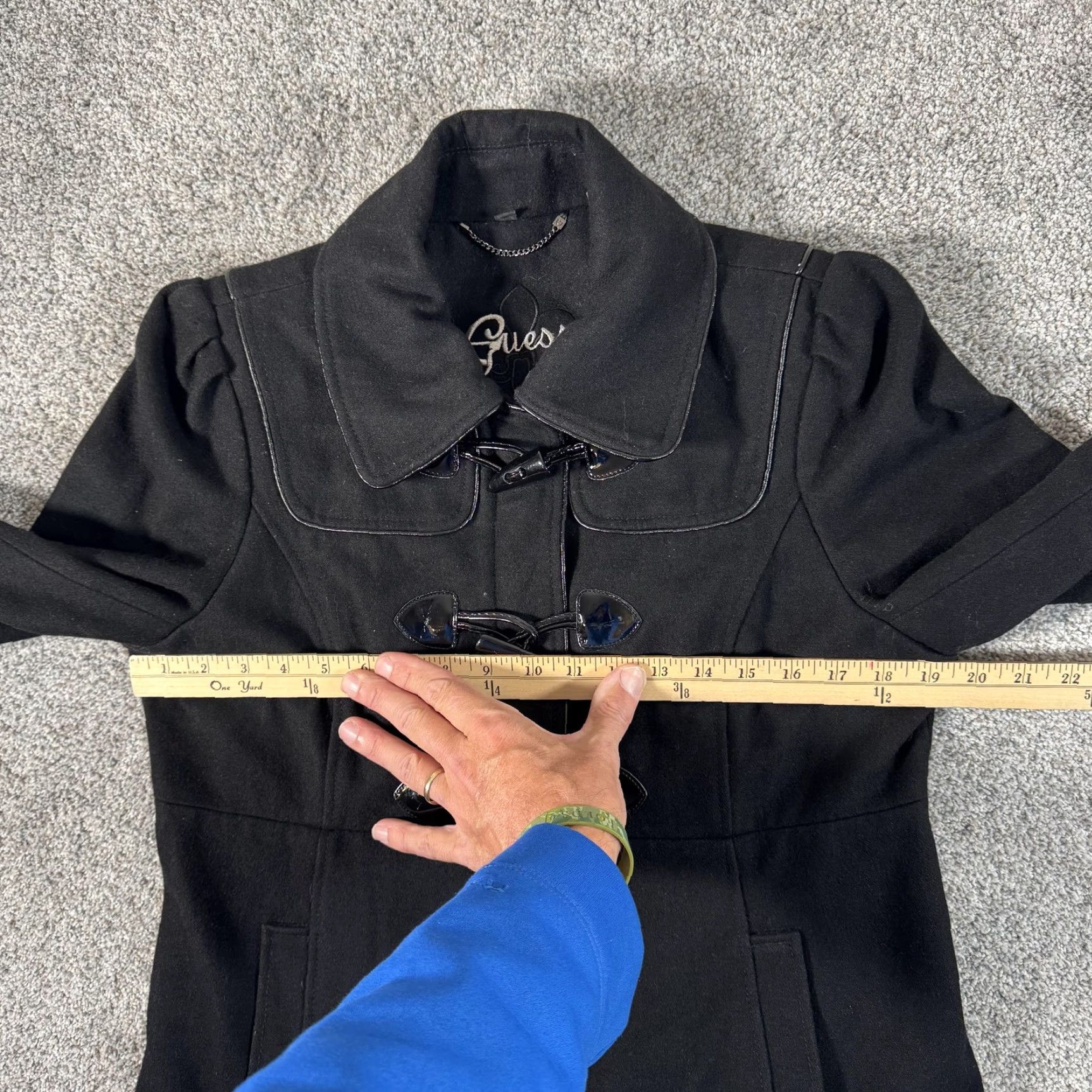 Guess Guess Coat Women's Large Black Wool Blend Toggle Duffle Mid Length Lined Winter Coat Size L / US 10 / IT 46 - 6 Thumbnail