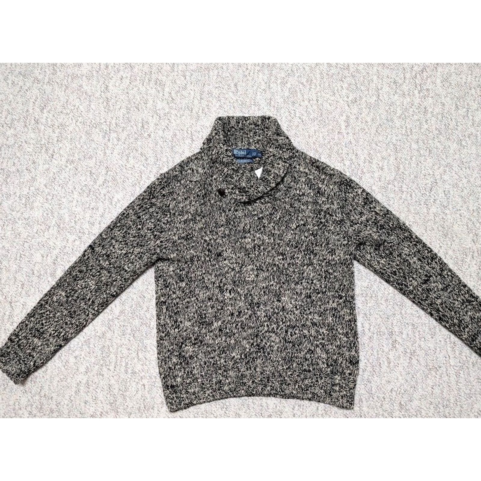 Polo Ralph Lauren VINTAGE Polo Ralph Lauren Raglan Sweater L Mens Black/Off-White Shawl 1990s NSW NOS Size US L / EU 52-54 / 3 - 7 Thumbnail