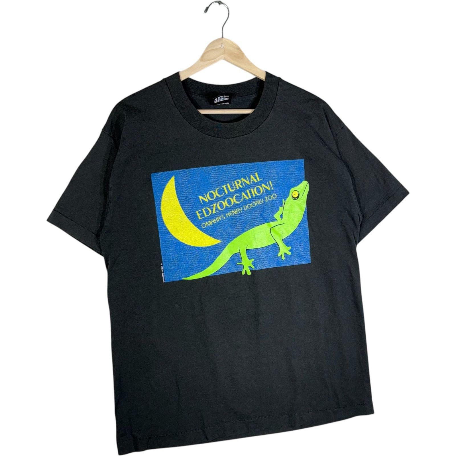 Fruit Of The Loom Vintage Omaha Zoo Nocturnal Lizard Tee Large Size US L / EU 52-54 / 3 - 4 Thumbnail