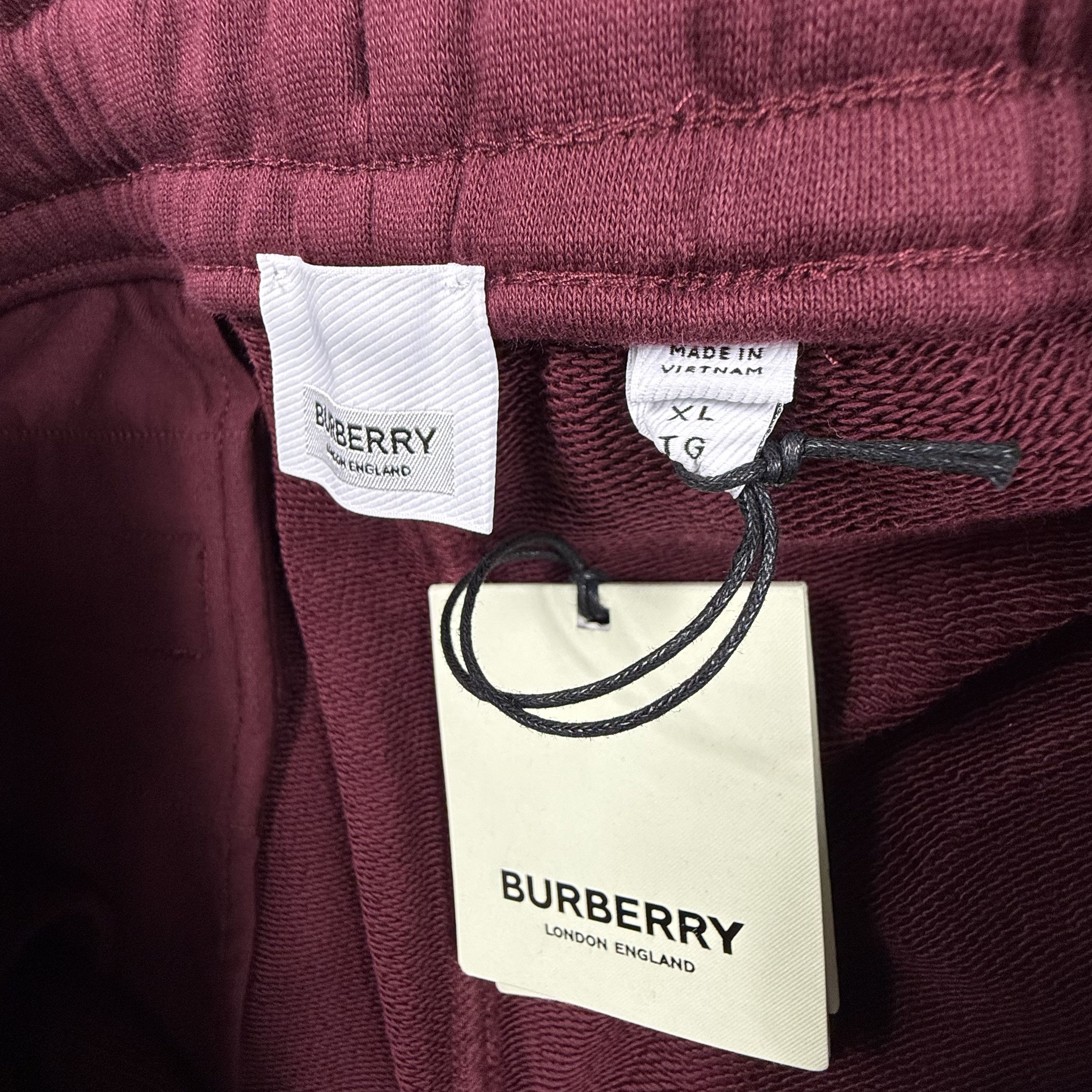 Burberry Burberry Mens Burgundy EKD Embroidered Cotton Sweat Shorts Size US 39 - 4 Thumbnail