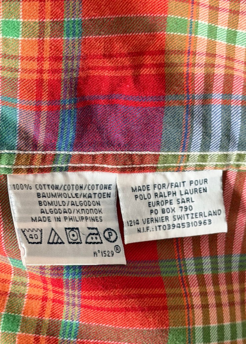 VTG PRL Madras Plaid Work Shirt Red Multicolour Cotton image 4
