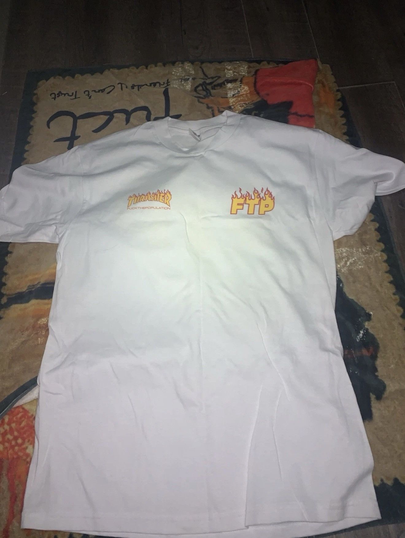 Fuck The Population × Thrasher FTP White Thrasher Flame Logo Tee Size LARGE BRAND NEW Size US L / EU 52-54 / 3 - 1 Thumbnail
