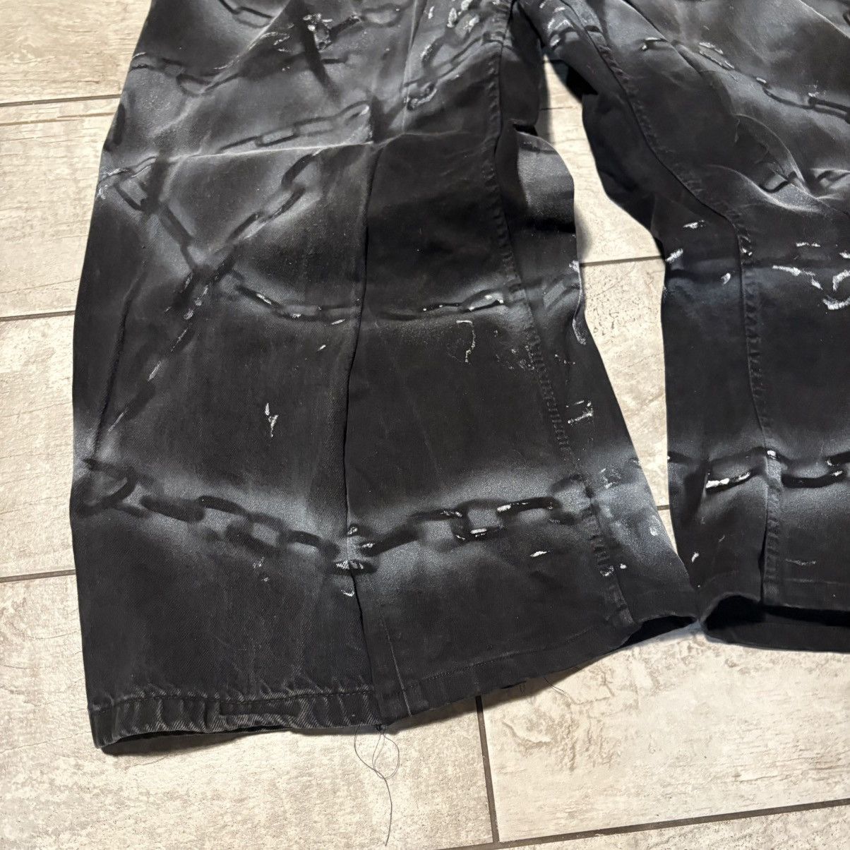 Japanese Brand Black Wide jeans with Chains Handmade Baggy Y2K Streetwear Size US 36 / EU 52 - 3 Thumbnail