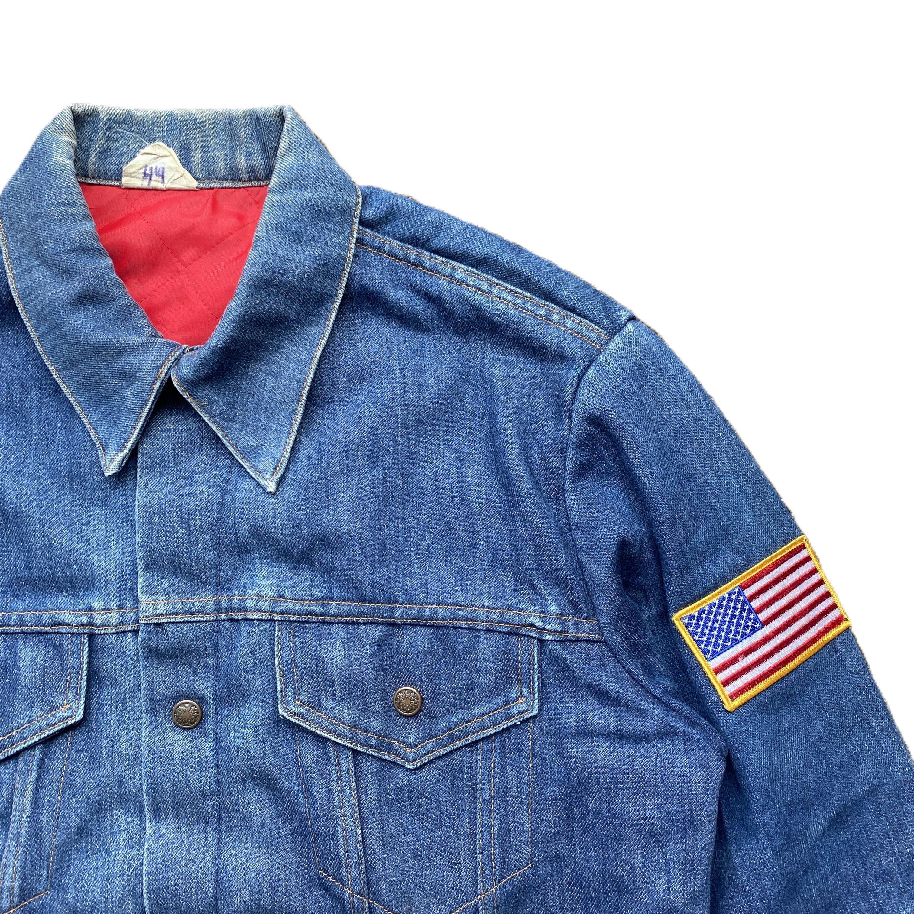 Vintage Vintage 70s Patched Denim Trucker Jacket Quilted Lined Size US L / EU 52-54 / 3 - 4 Thumbnail