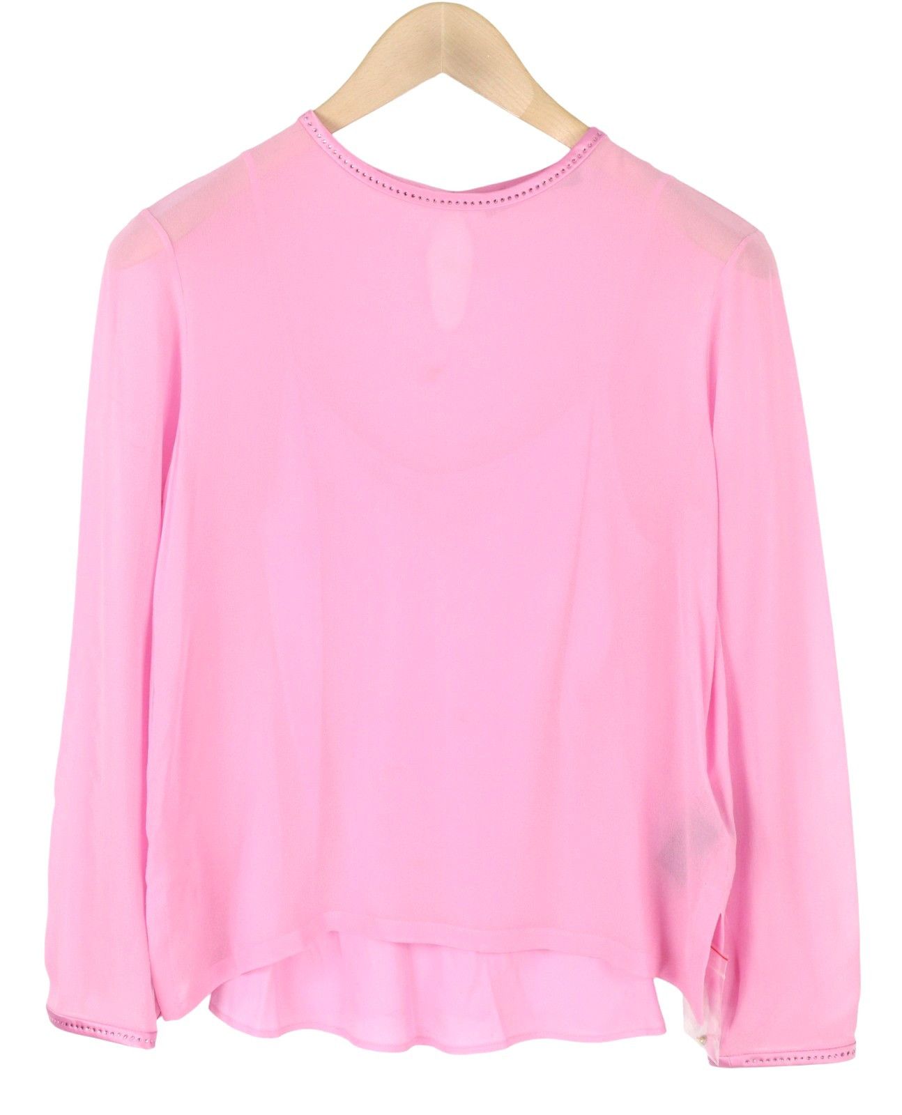 Max Mara EU34 XS Pink 100% Silk Rhinestones 2in1 Blouse 88774 Size XS / US 0-2 / IT 36-38 - 2 Thumbnail
