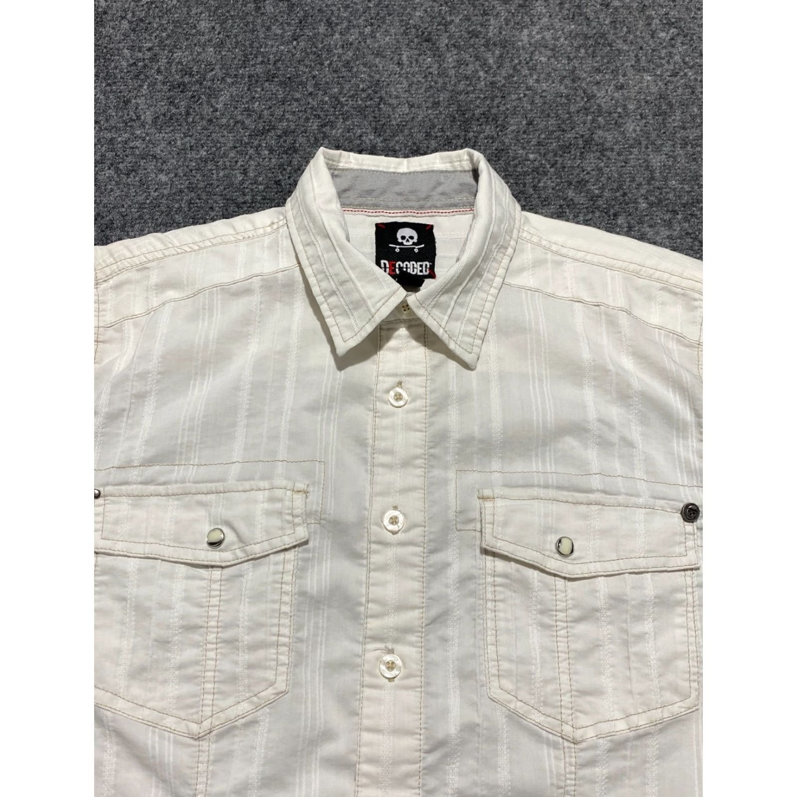 Vintage Decoded Mens M White Shirt Casual Western Cowboy Patch Rock Rebel Button-Up Collared Long Sleeve Size US M / EU 48-50 / 2 - 5 Thumbnail