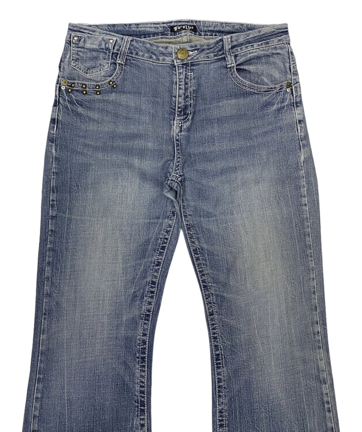 Japanese Brand × Tornado Mart 🔥FLARE JEANS METAL STUDDED WAVE LIST DISTRESSED DENIM JEANS Size US 36 / EU 52 - 5 Thumbnail